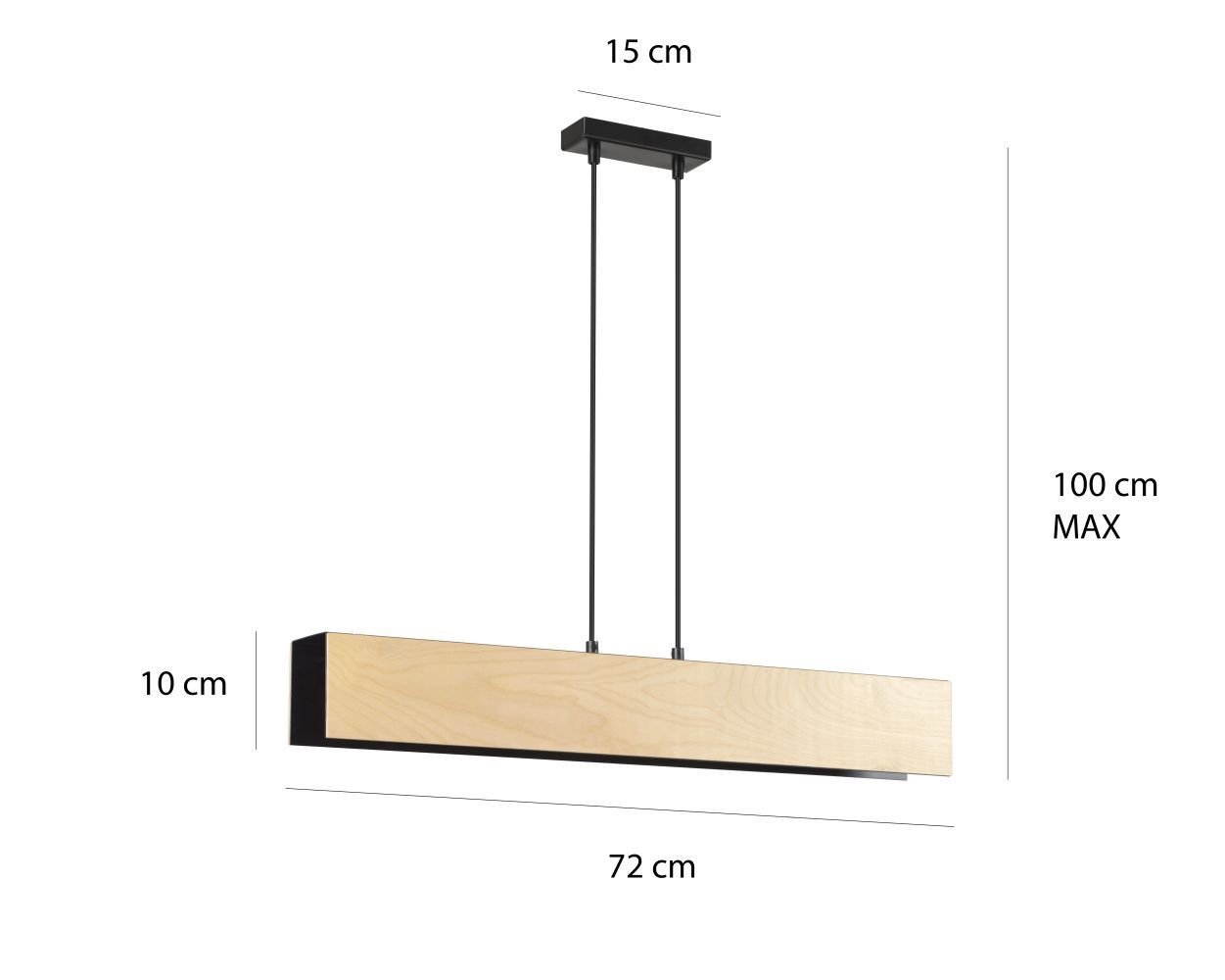 Hängelampe verstellbar Holz Metall Skandinavisch 3x E27