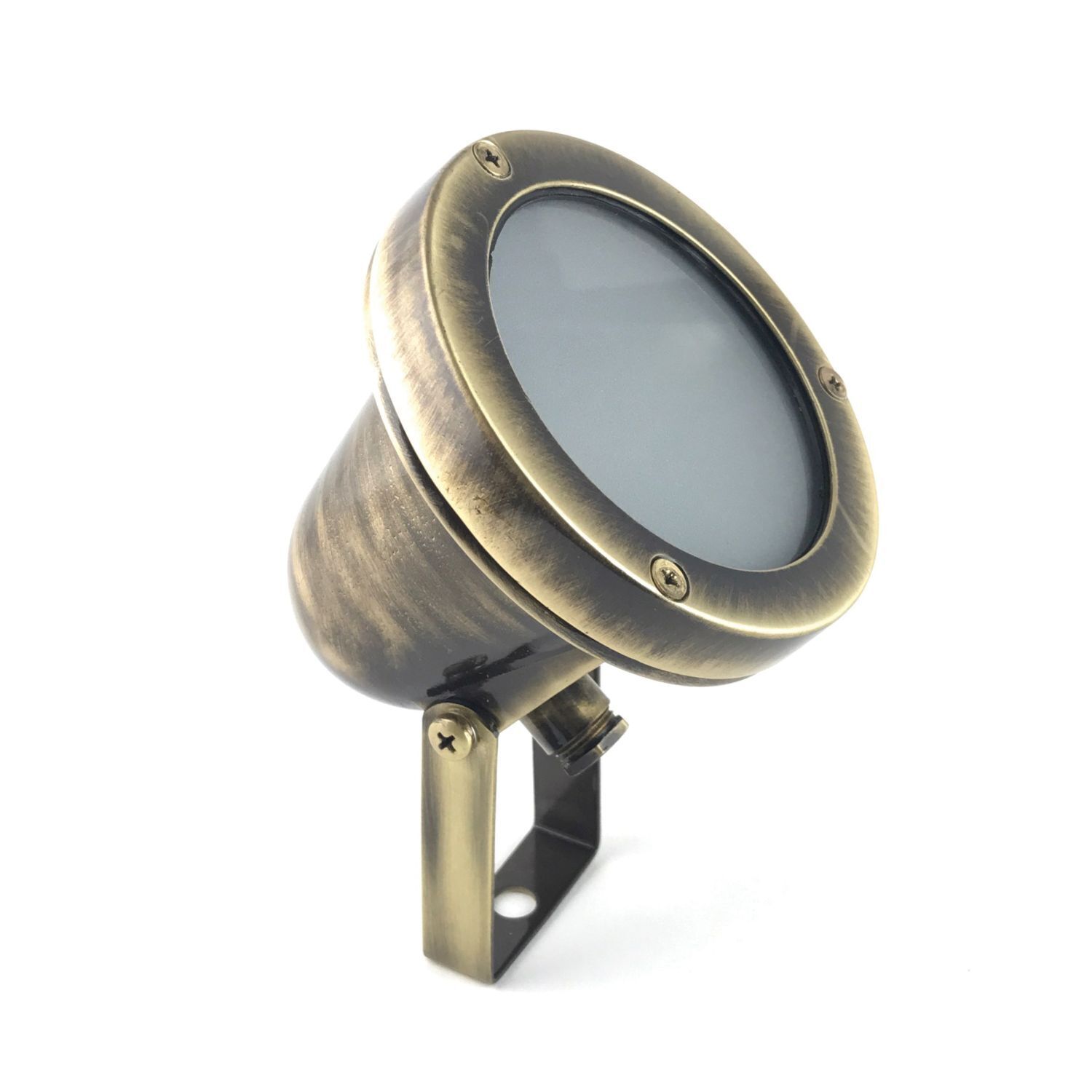 Lampe de sol extérieure orientable laiton verre hauteur 10 cm IP64
