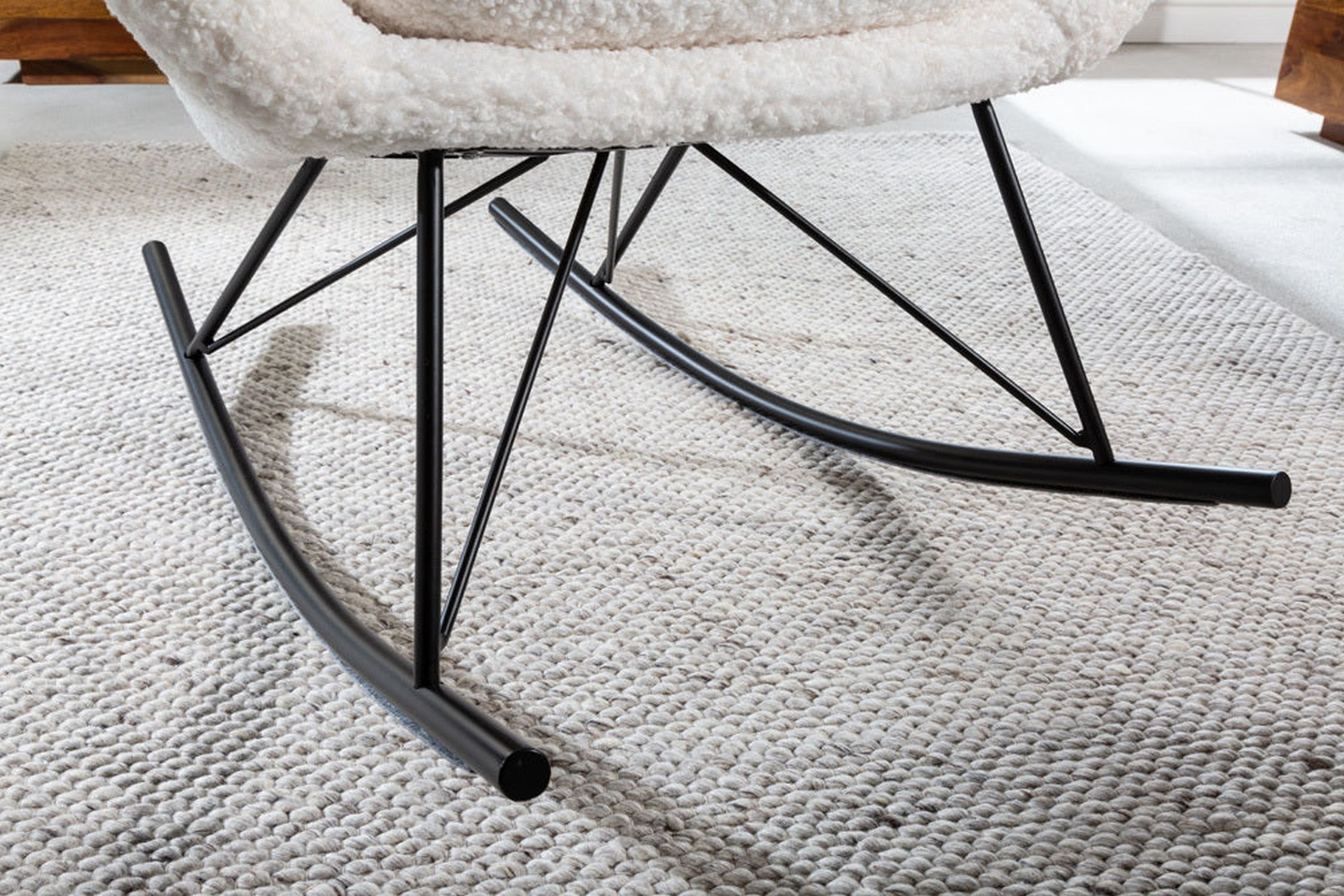 Chaise à bascule Blanc Noir Bouclé Métal pour lire Allaiter Moebel, Schaukelstuhl