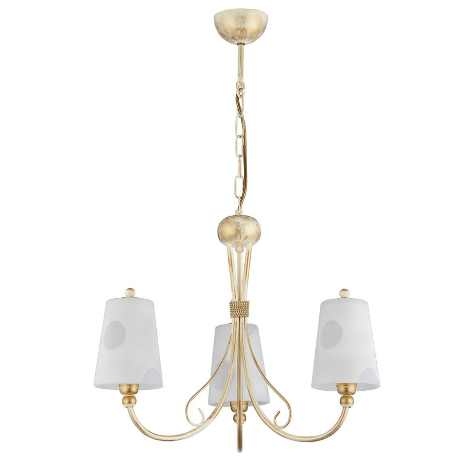 Kronleuchter in Shabby Gold Weiß Glas ENANIA Lampe Leuchter, Lampe