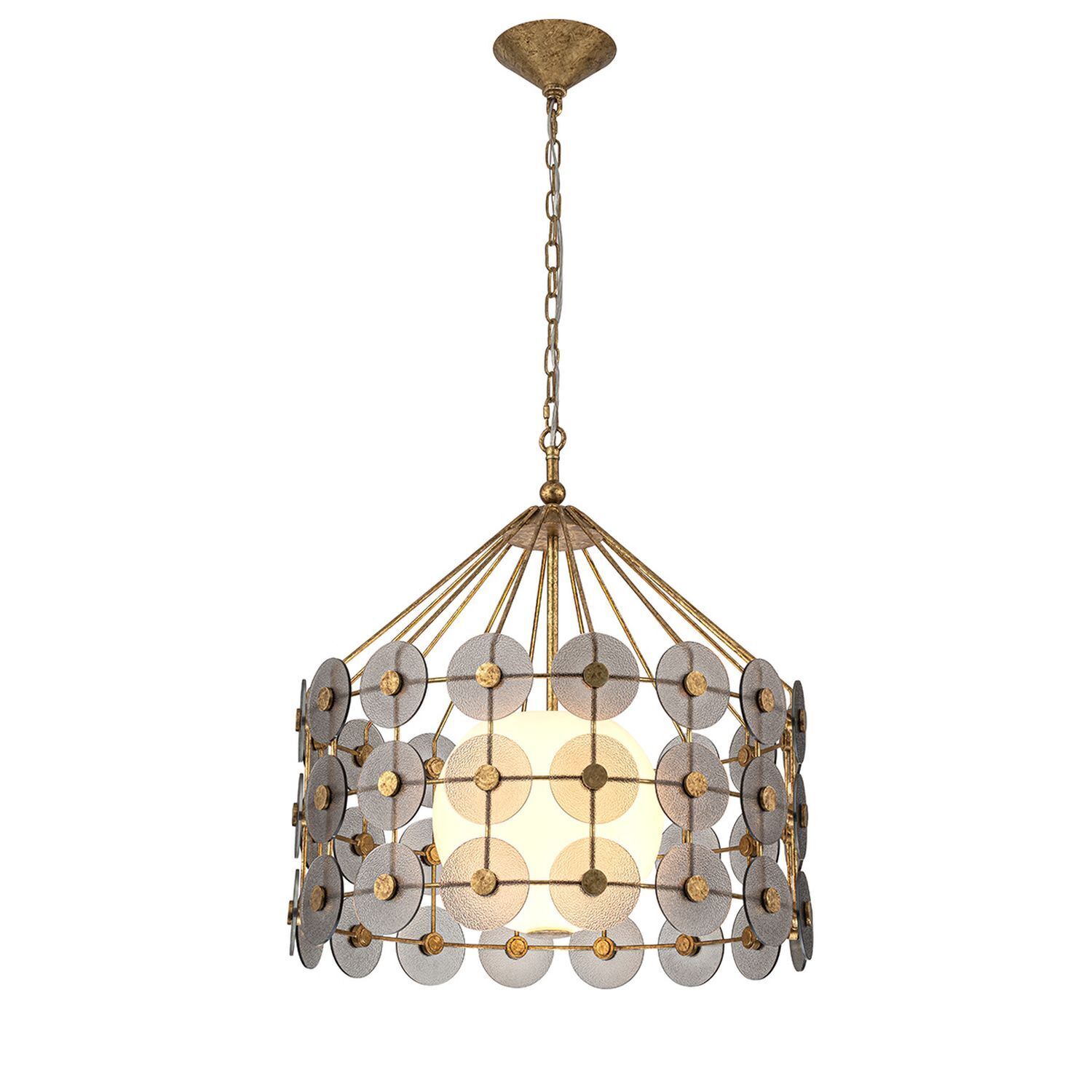 Hängelampe Glas Metall Ø 57,2 cm 3x E14 in Gold Antik Grau