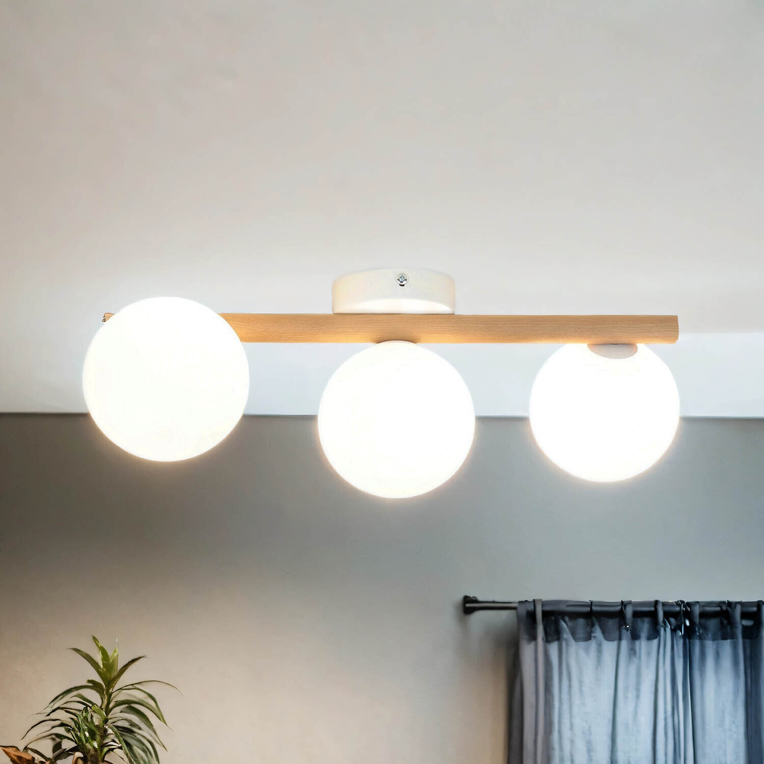 Plafonnier à faible éblouissement en pin G9 L:47 cm allongé