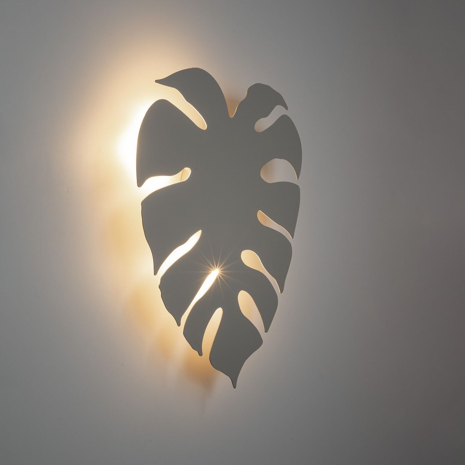 Wandlampe Metall Beige H: 40c m Monstera Blatt 3x G9 Symbol