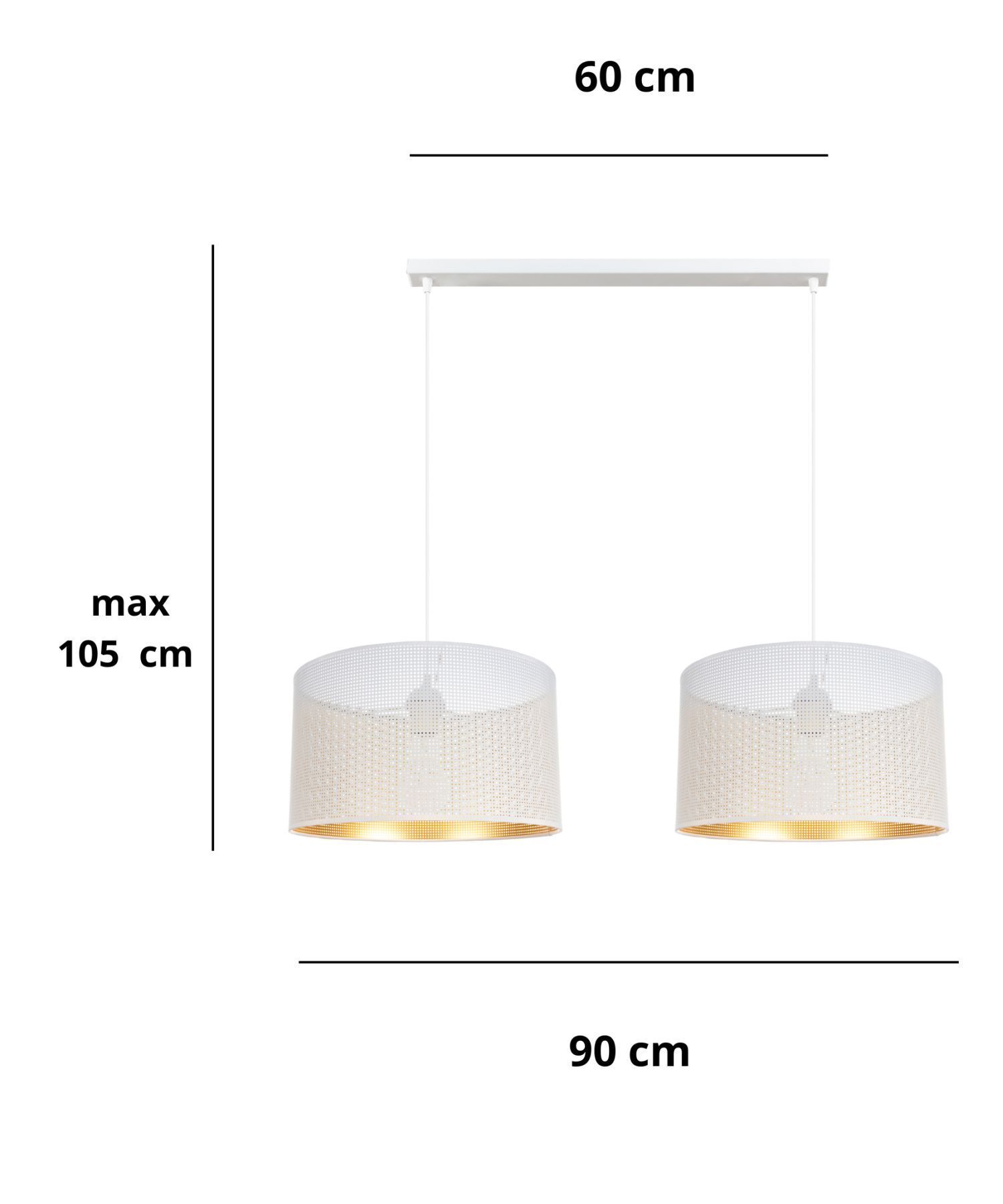 Deckenleuchte, Hängeleuchte, Doppelpendel, Metallnetz, Weiß