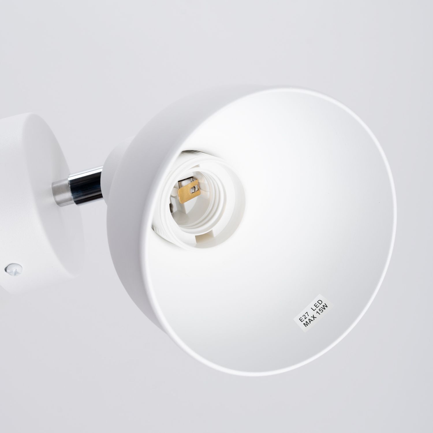 Wandstrahler Stahl Weiß E27 H:17 cm Spot schwenkbar lampenschirm, Wandleuchte, weiß, Metallstange, E27 LED