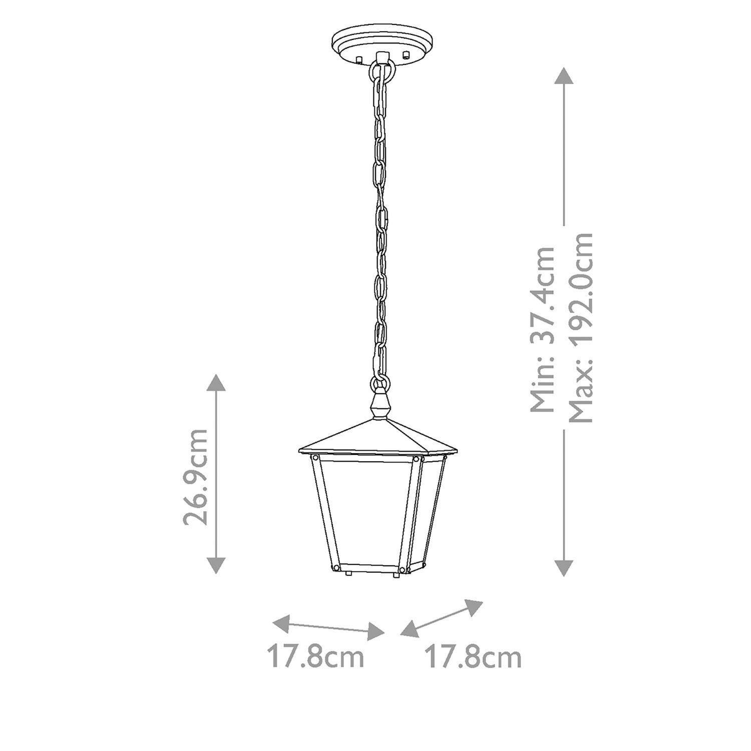 Suspension extérieure étroite 17,8 cm de large IP44 E27 noir Lampe