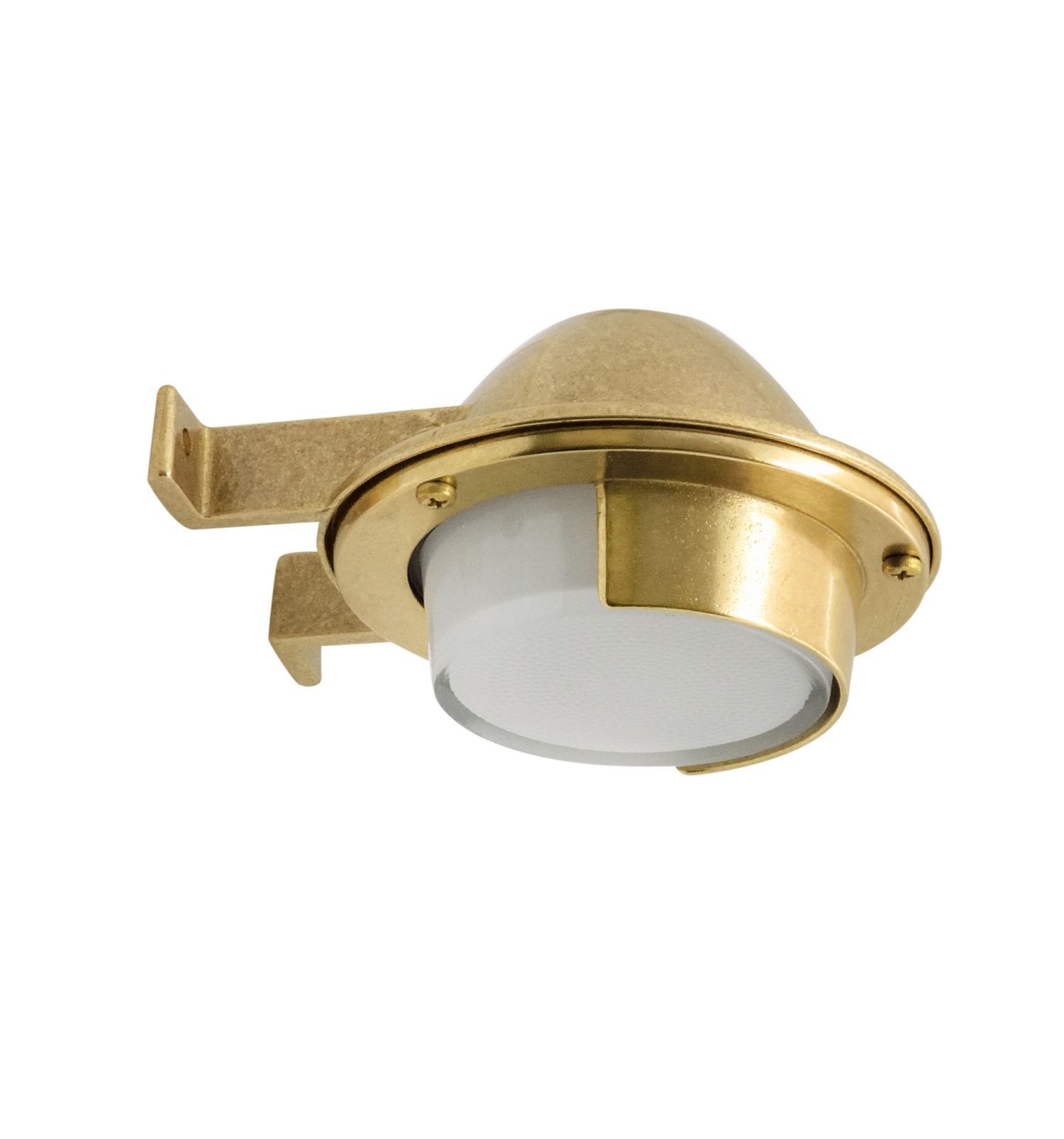 Wandleuchte außen Glas Echt-Messing G9 IP64 14 cm breit LED, Lichtspot, Einstellbares Licht, Messing, Deckeneinbauleuchte