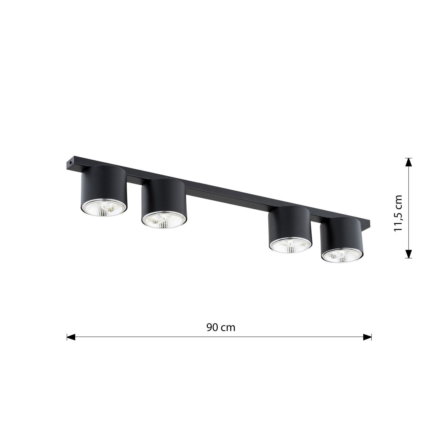 Deckenlampe Schwarz 90 cm lang 4-flammig GU10 AR111 Metall Deckenleuchte, Leuchte, Beleuchtung