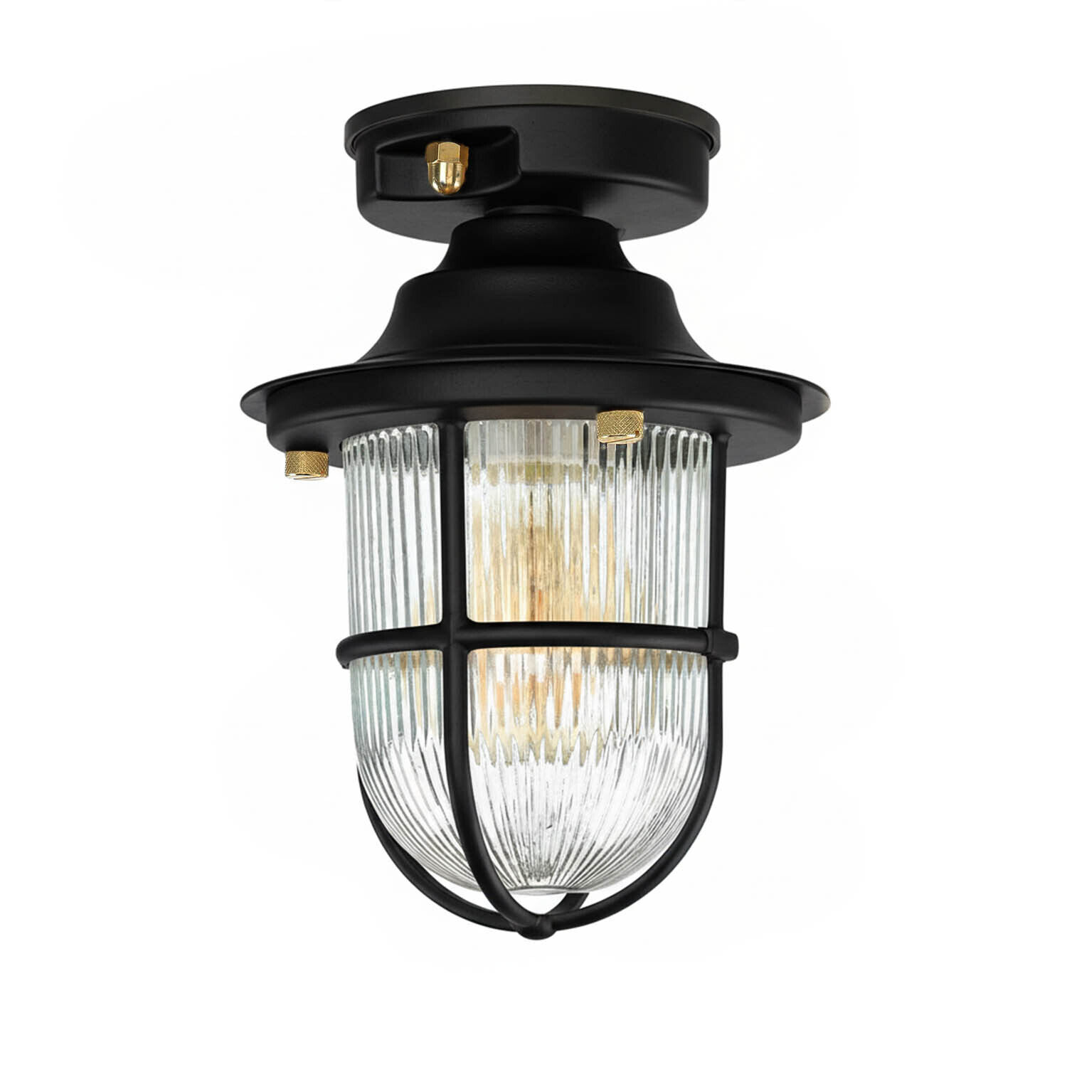 Deckenlampe außen Messing Glas E27 IP54 D: 16 cm rund