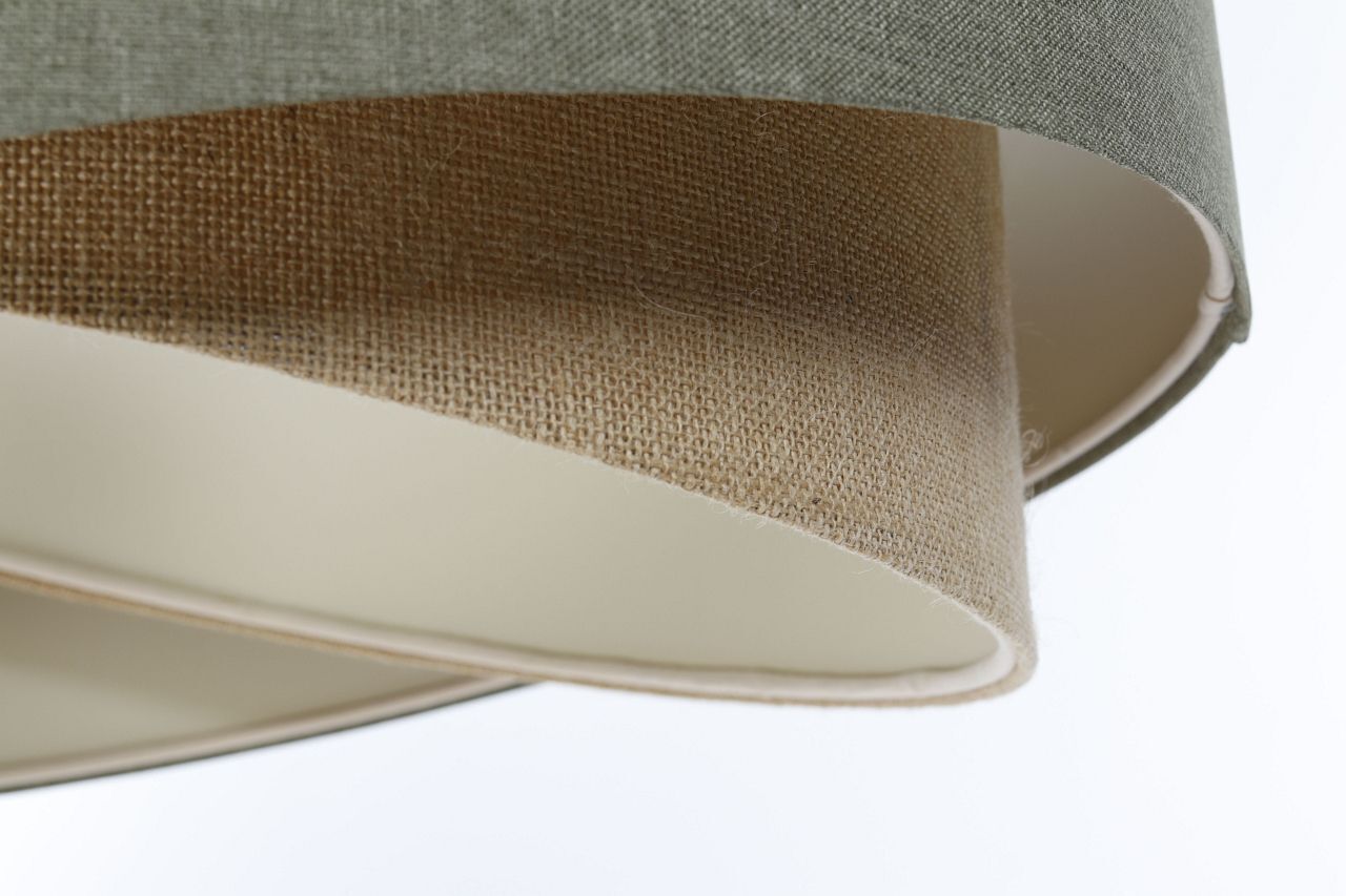 Pendelleuchte rund Ø 40 cm E27 Grün Beige Stoff Modern Lampe, Lampenschirm
