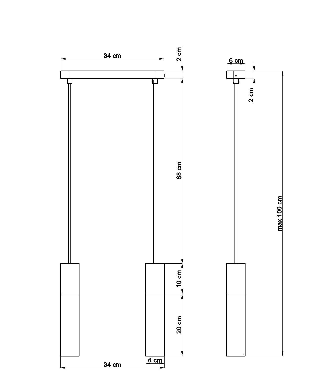 Lampe à suspendre Noir Gris Métal Béton 2flmg Table de salle à manger