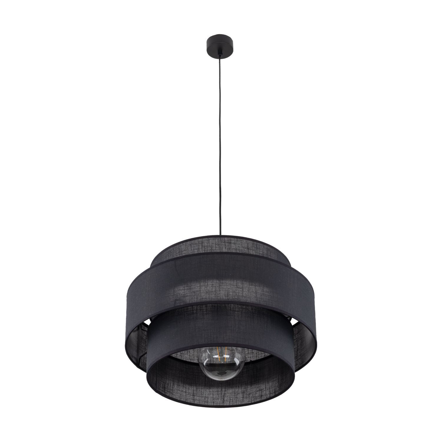 Lampe à suspendre Noir Ø 50 cm H : max. 160 cm Tissu Métal E27
