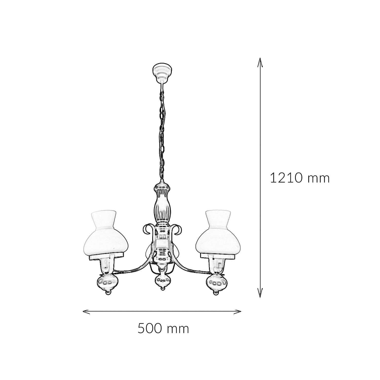 Echt-Holz Kronleuchter Metall Glas 3-flmg Landhaus Leuchter, Lampe