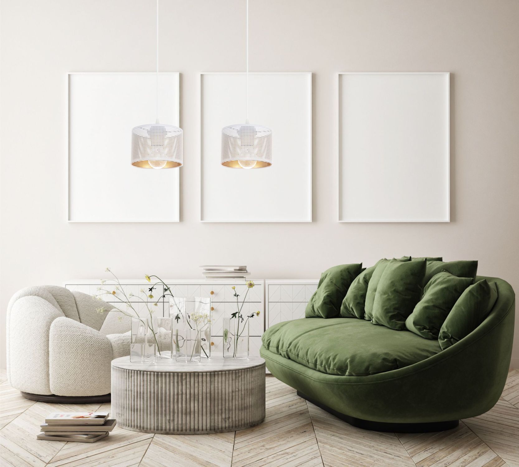 Sessel, Wohnzimmer, Grün, Kissen, Beleuchtung