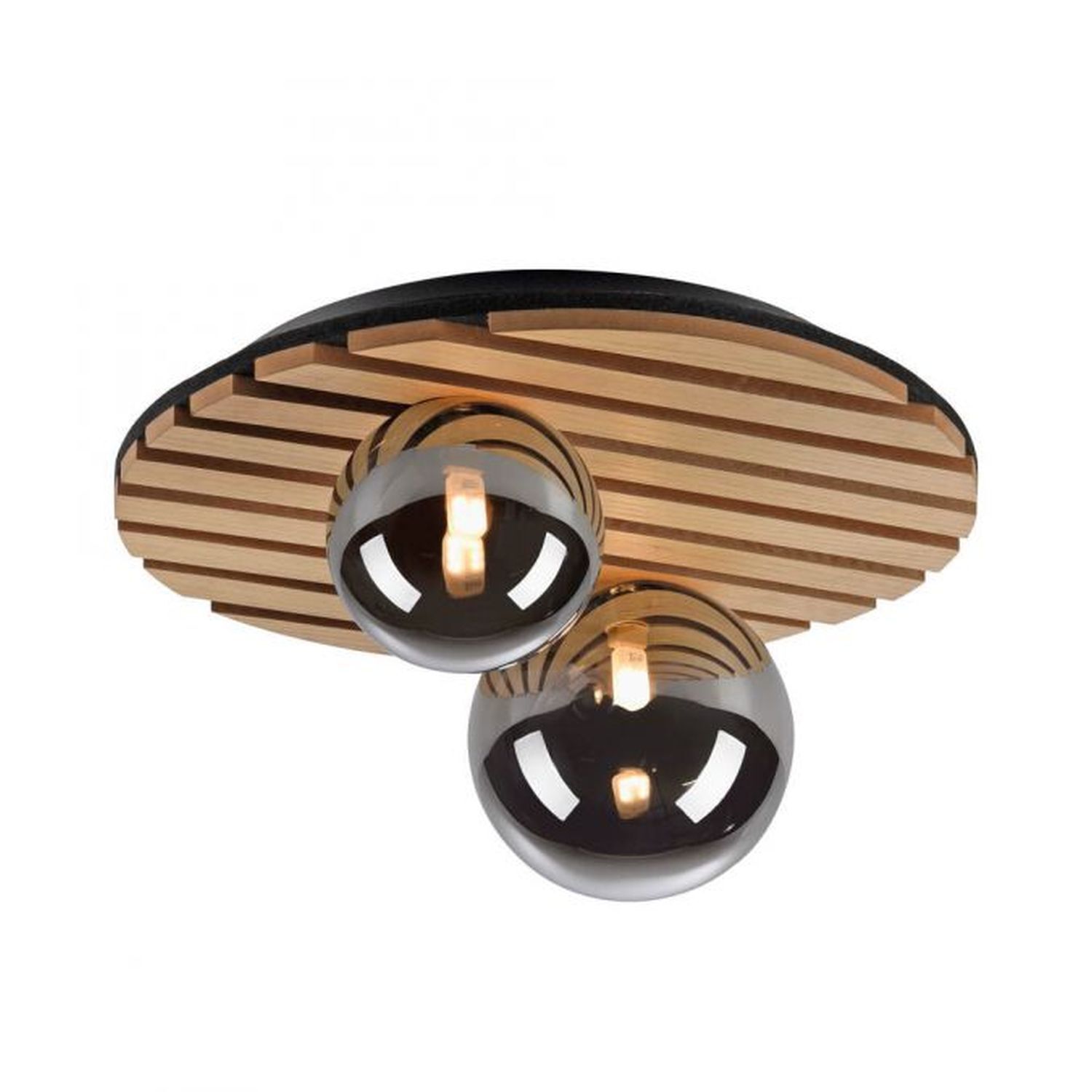 Deckenleuchte, Holz, Metall, Globuslampe, Waldon-Stil