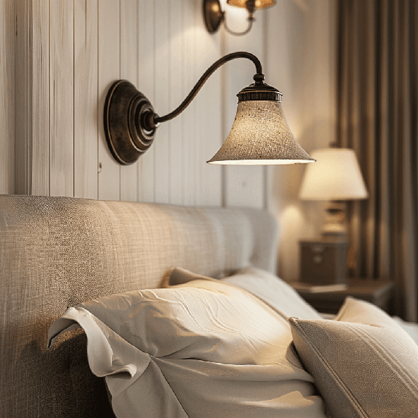 Lampe Landhausstil Wandlampe, Bettzimmer, Wandarmatur, Nachttischlampe, beige