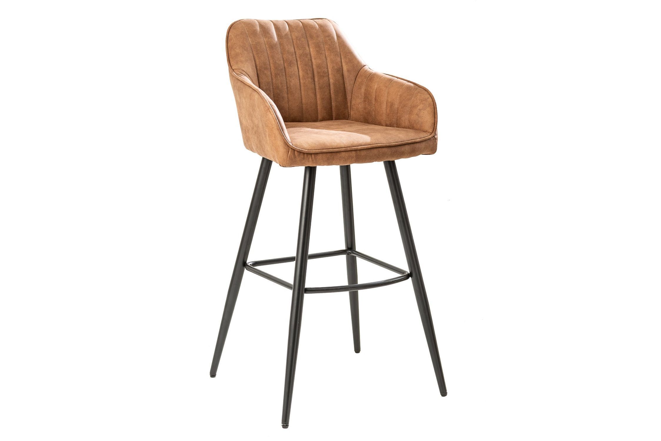 Chaise de comptoir avec dossier Tissu Métal marron noir