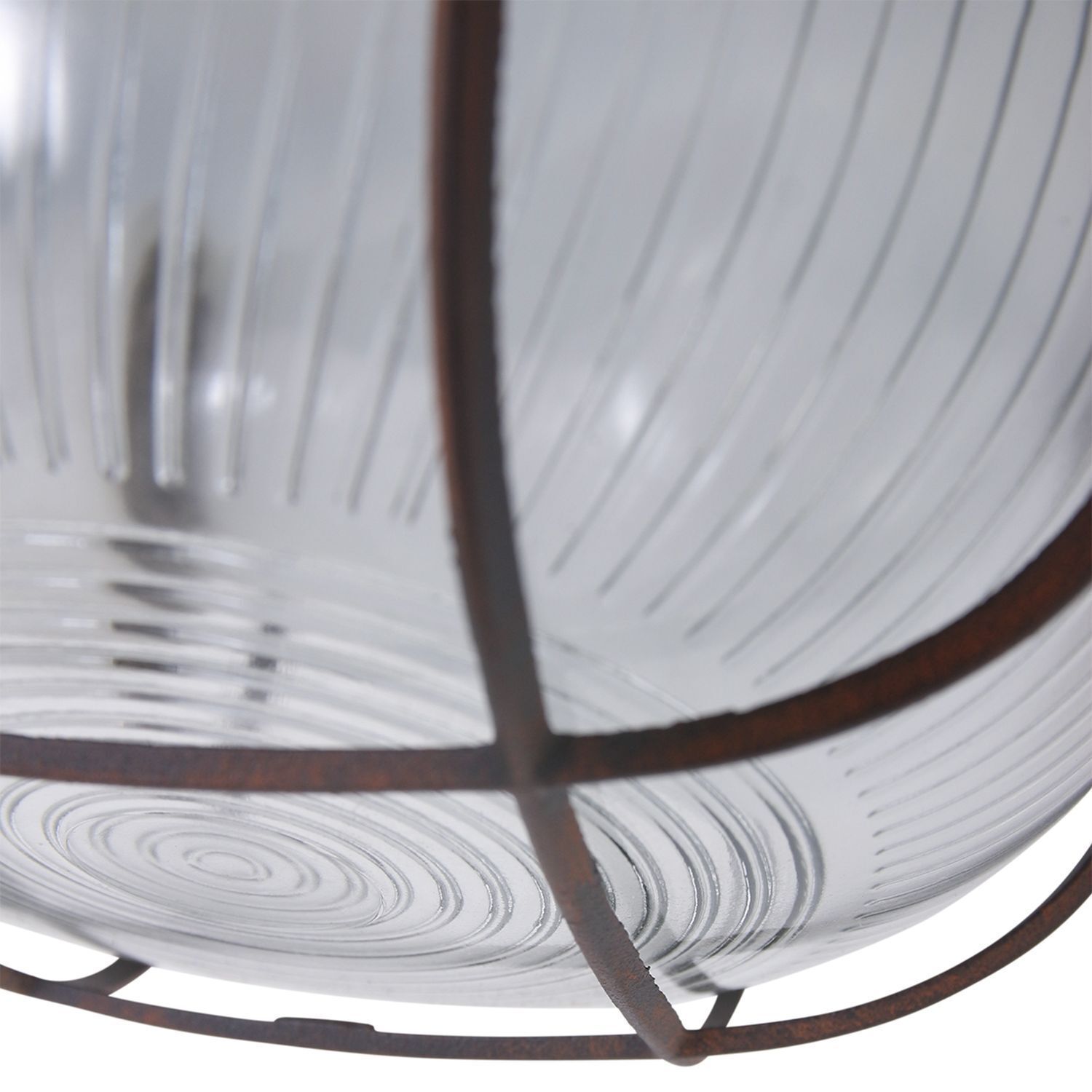 Runde Deckenlampe Braun Riffelglas Metall E27 Bullauge