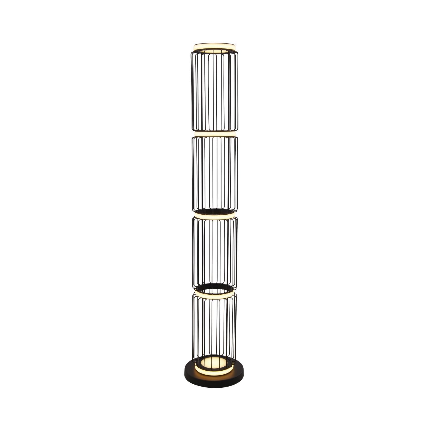 Lampadaire bas LED 117 cm noir blanc rond