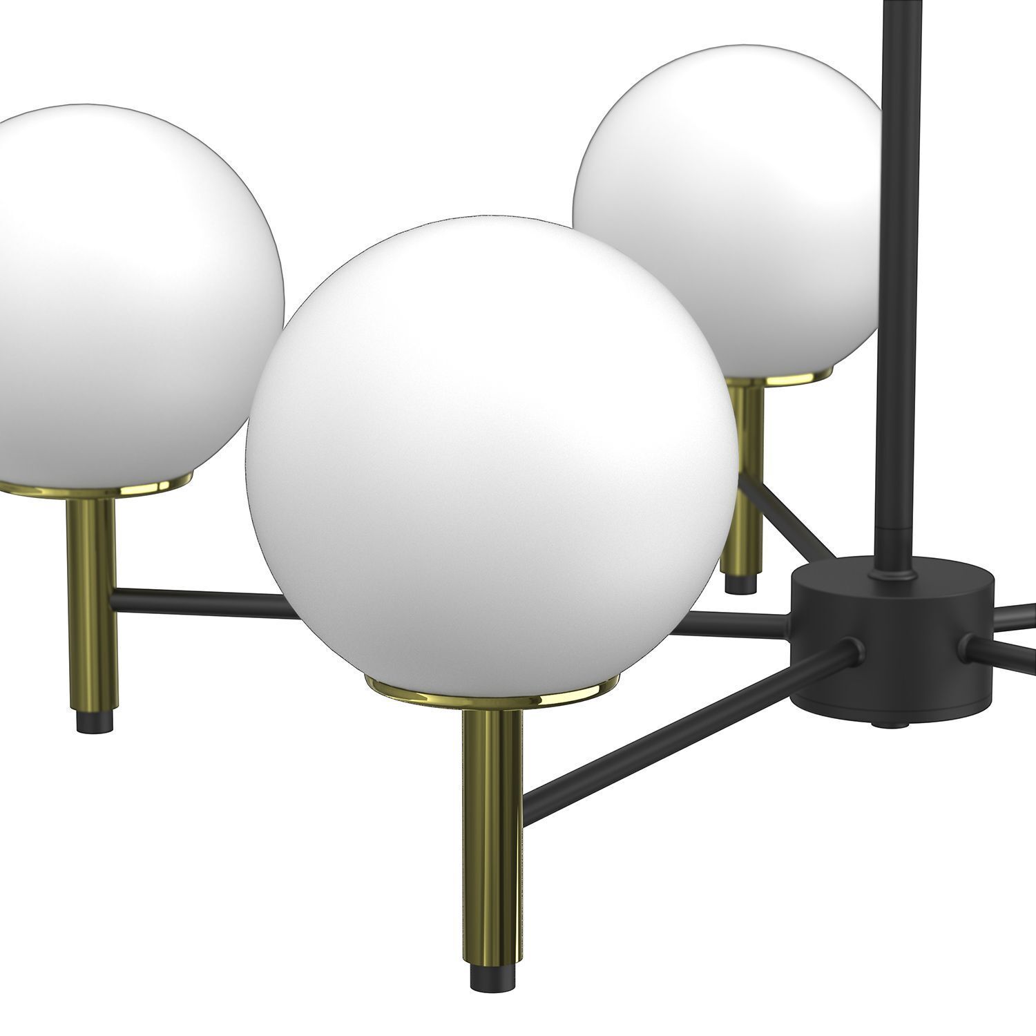 Deckenleuchte Glas Metall Schwarz Gold E27 5-flammig Sphäre, Licht, Beleuchtung