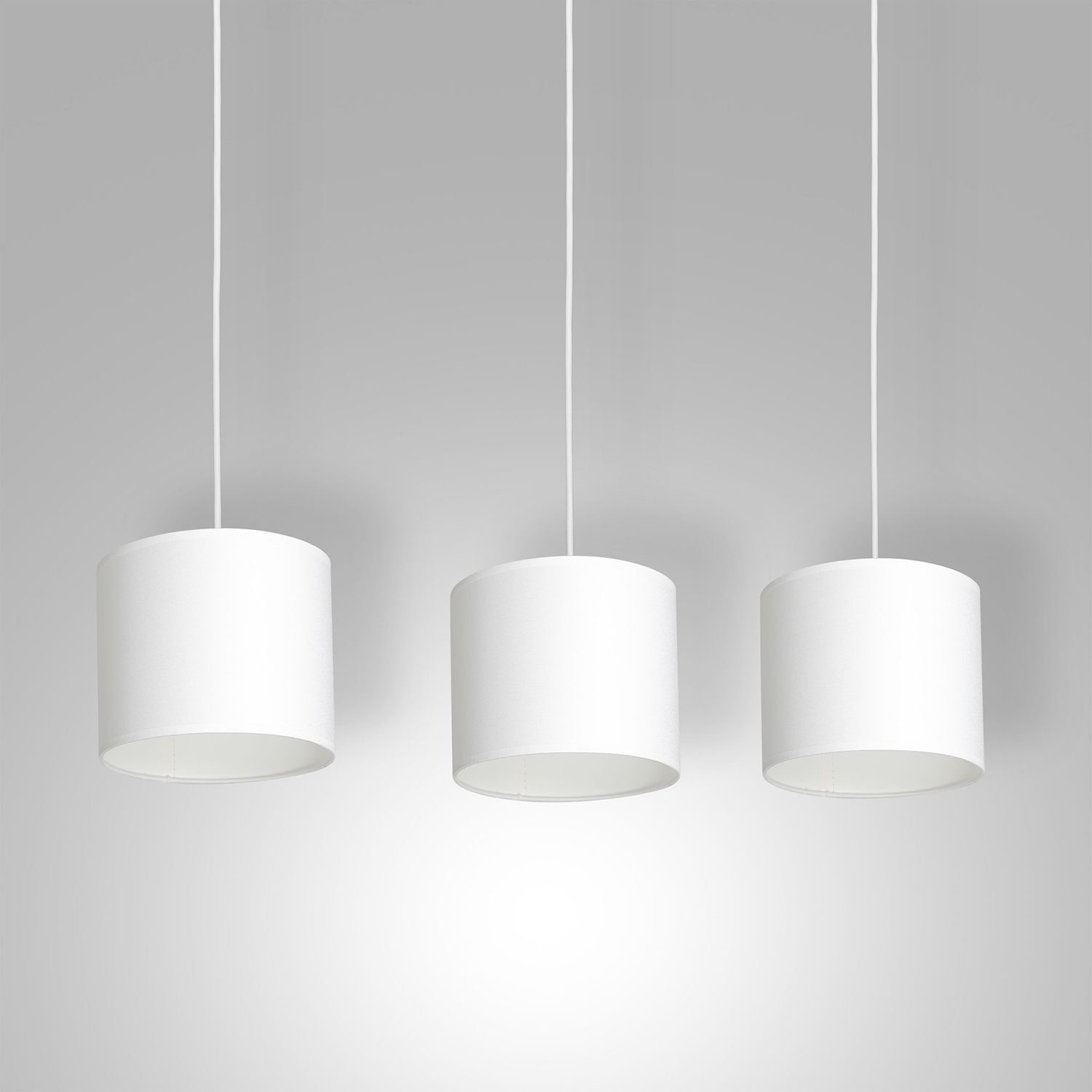 Suspension Blanc Tissu Métal E27 75 cm long anti-éblouissement