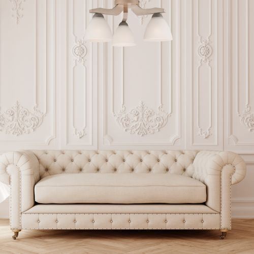 Deckenleuchte in Buche Weiß Holz Wohnzimmer Couch, Mobiliar, Wohnzimmer, Innenarchitektur, Kissen