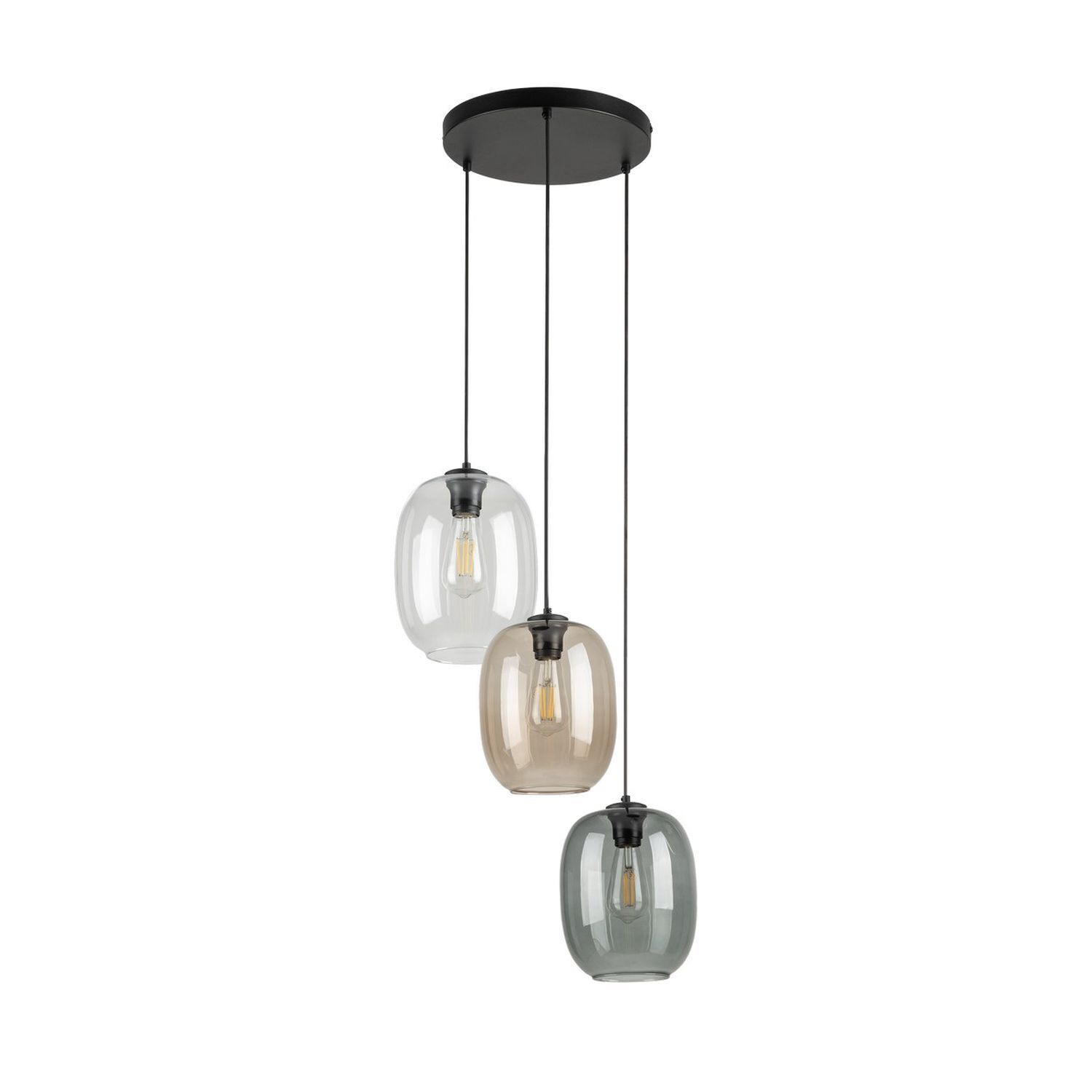 Hängelampe Rauchglas H: max. 110 cm Ø 45 cm 3-flammig E27 Lampe, Kronleuchter