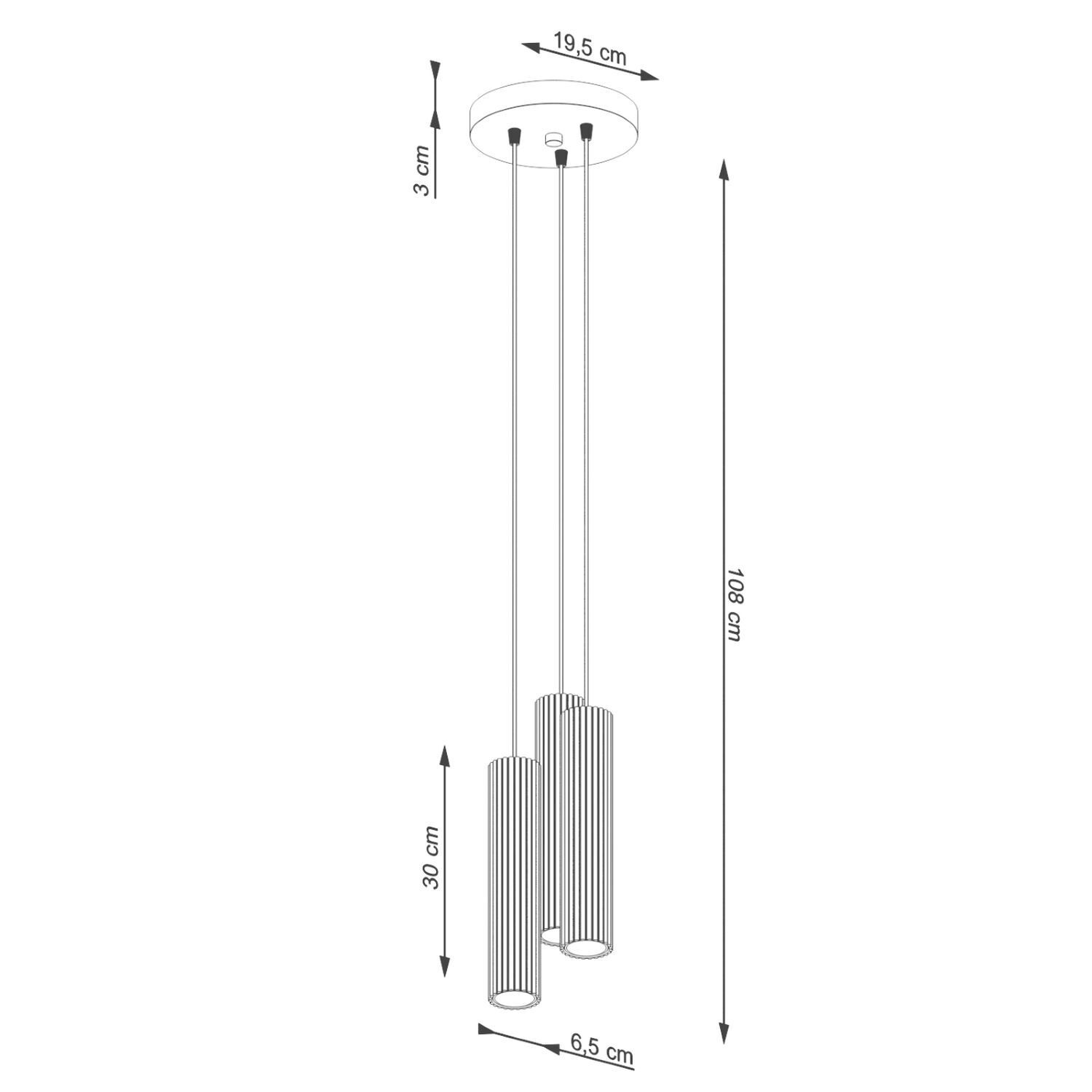 Lampe à suspendre moderne en crème à 3 flammes GU10 étroite Ø 19,5 cm