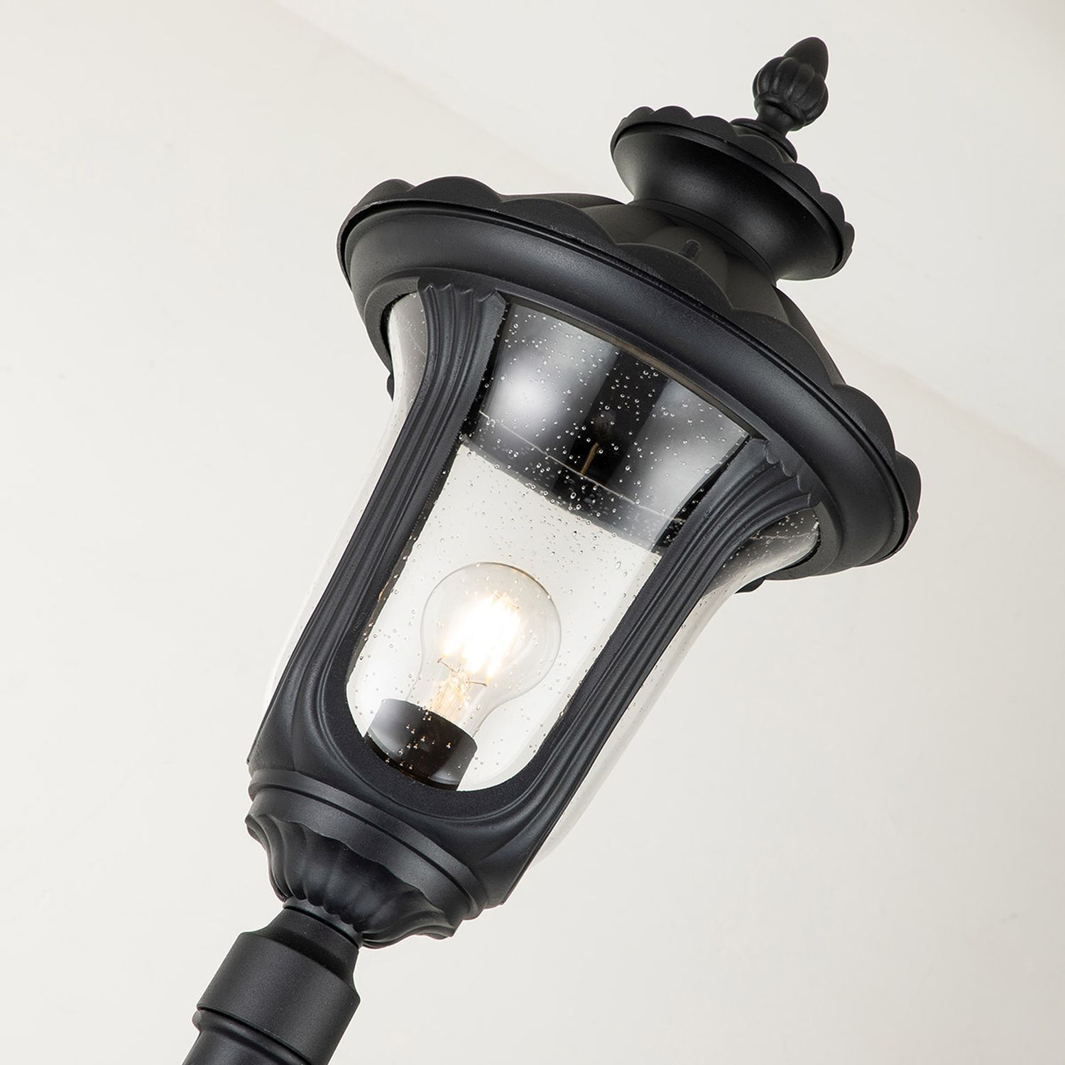 Lampadaire Noir Rustique 246,5 cm de haut Alu Verre IP44