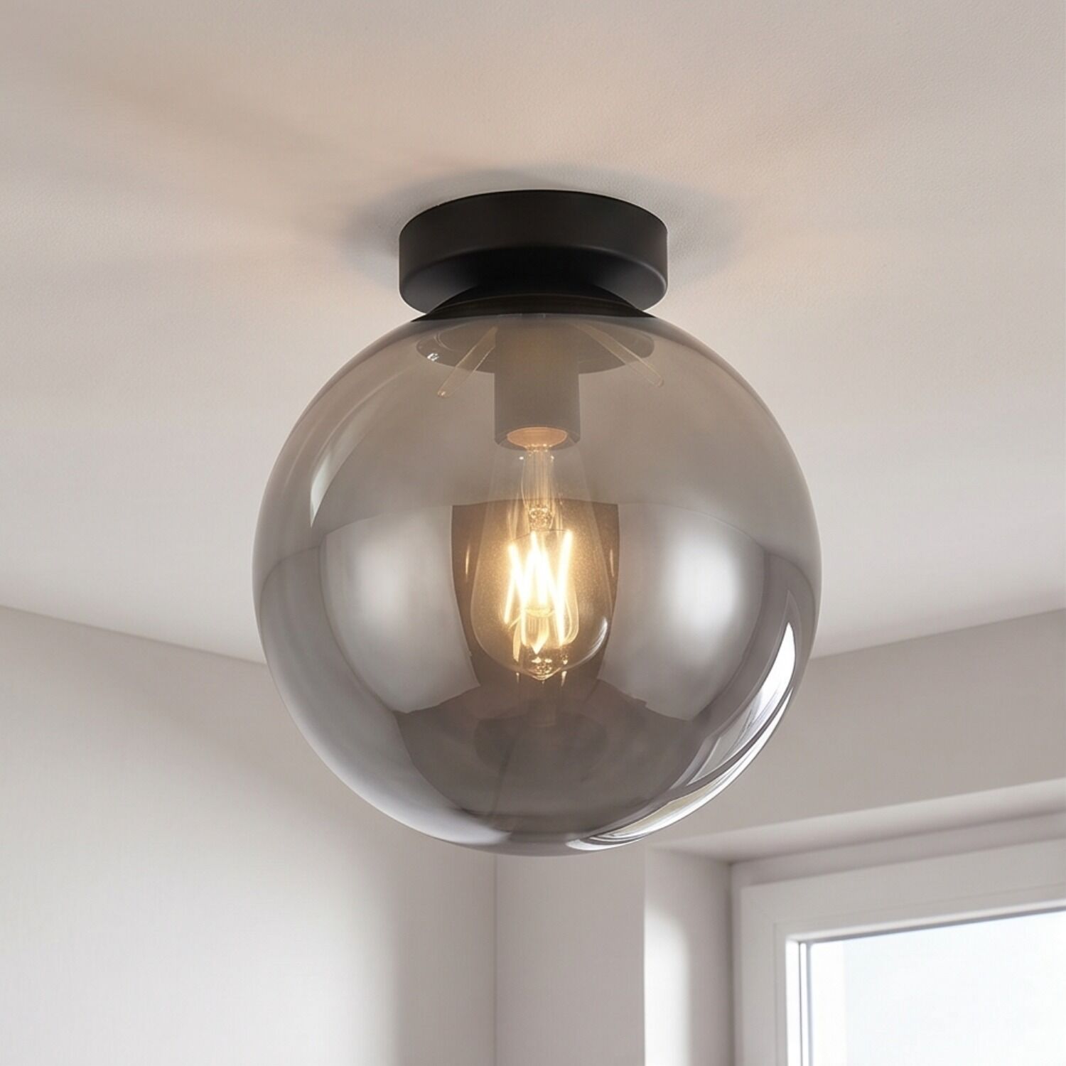 deckenleuchte-wohnzimmer-deckenleuchte-kugellampe-kaylee-1x-e27-bis-60-w-schwarz-rauchgrau-retro-le91206-07.jpg Deckenlampe, Glaskugel, Glühbirne, Glasleuchte, Edison-Lampe