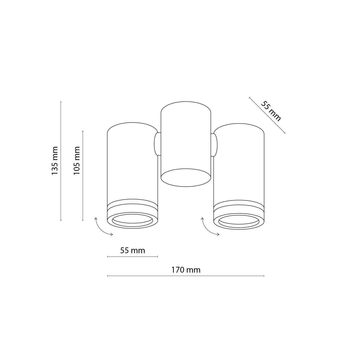 Deckenlampe Metall Weiß verstellbar L: 17 cm GU10 2-flammig