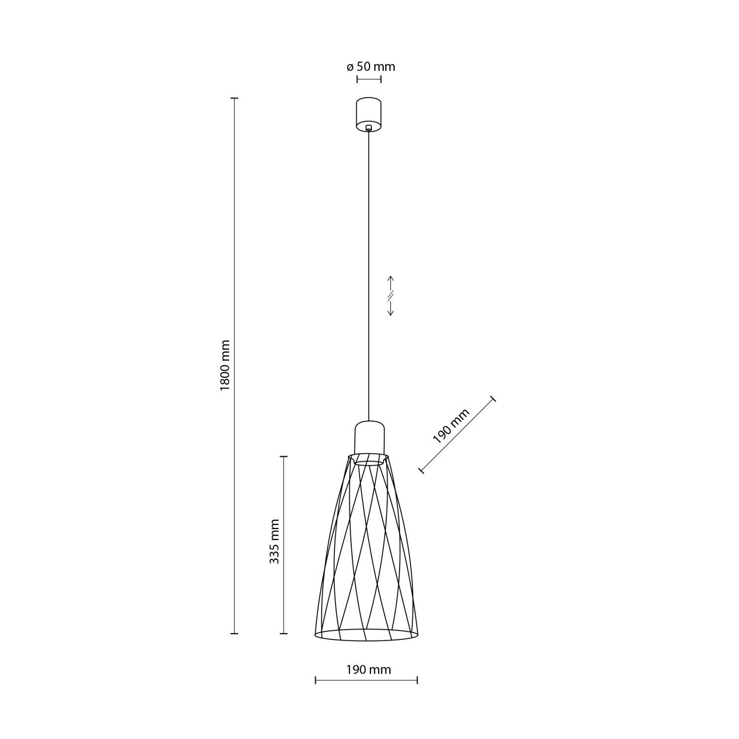 Lampe à suspendre métal Ø 19 cm H : max. 180 cm Noir GU10