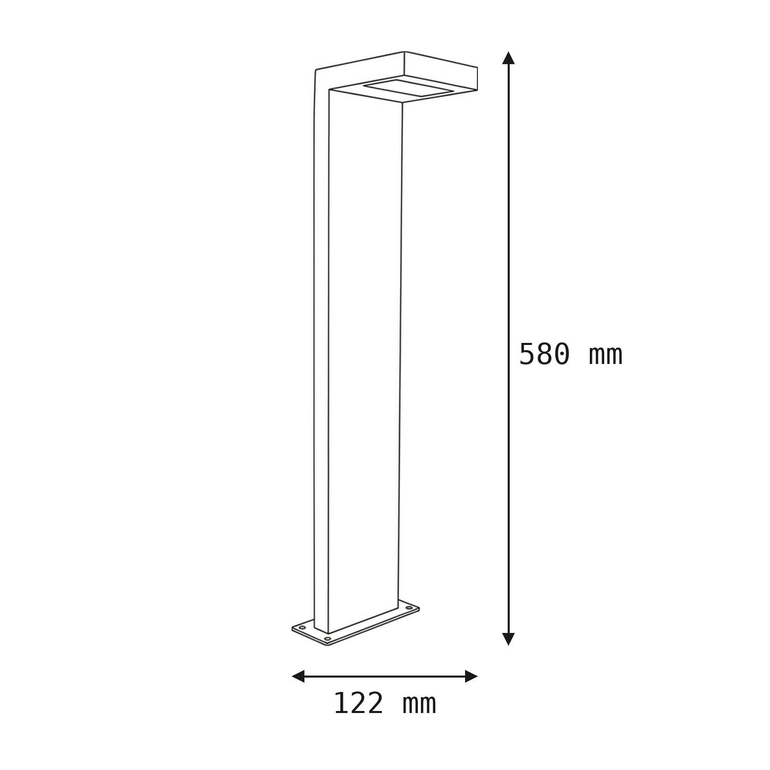 LED-Stütze, Stützsäule, Maße, 58 cm, 122 mm
