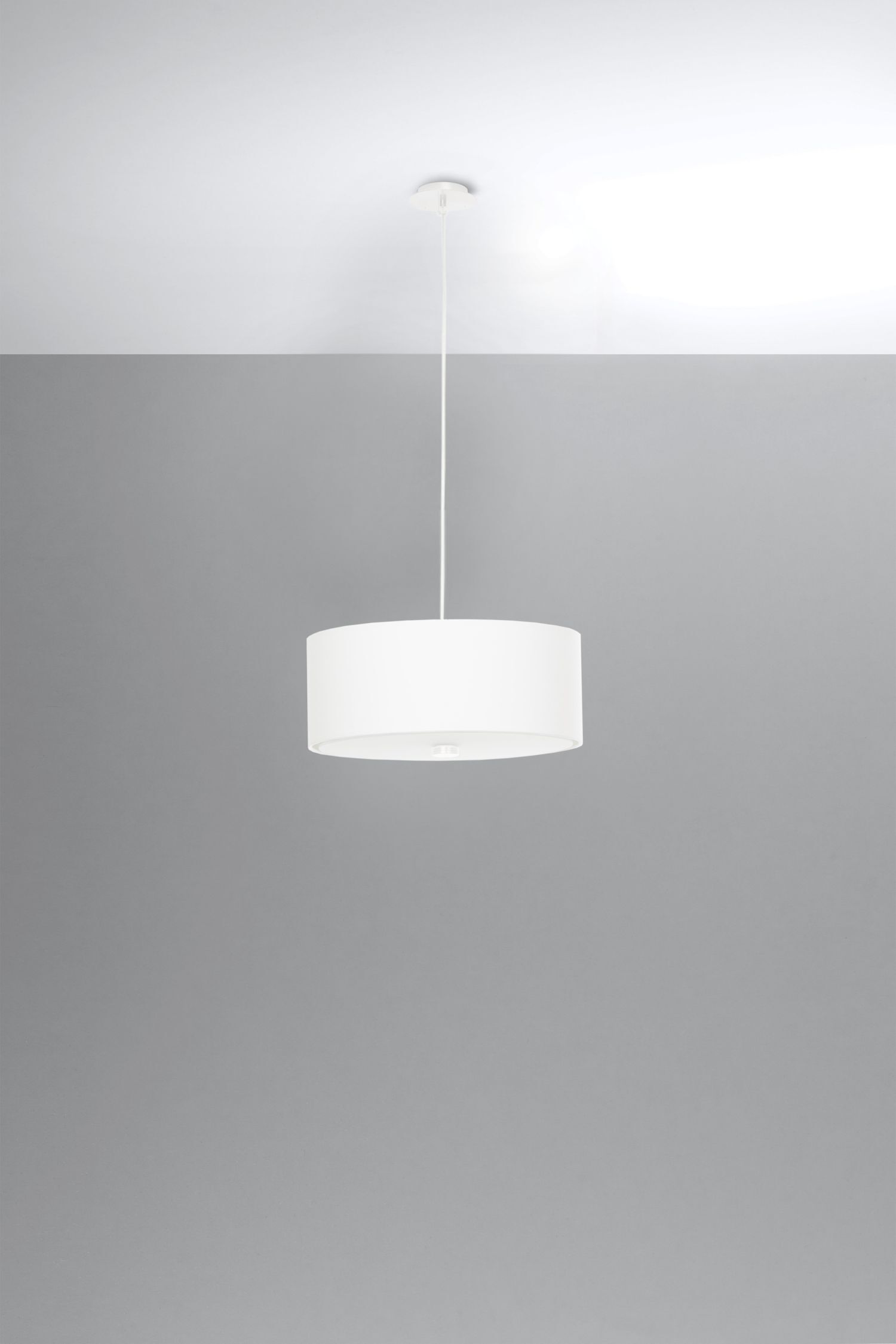 Suspension Blanc Tissu Verre Ø 30 cm rond 3x E27