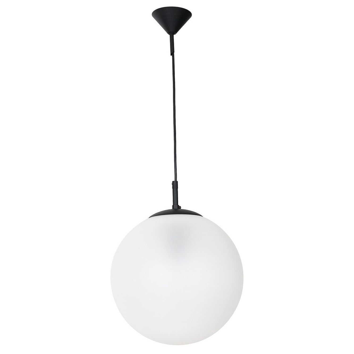 Lampe à suspendre E27 sphère verre métal en noir 30 cm rond