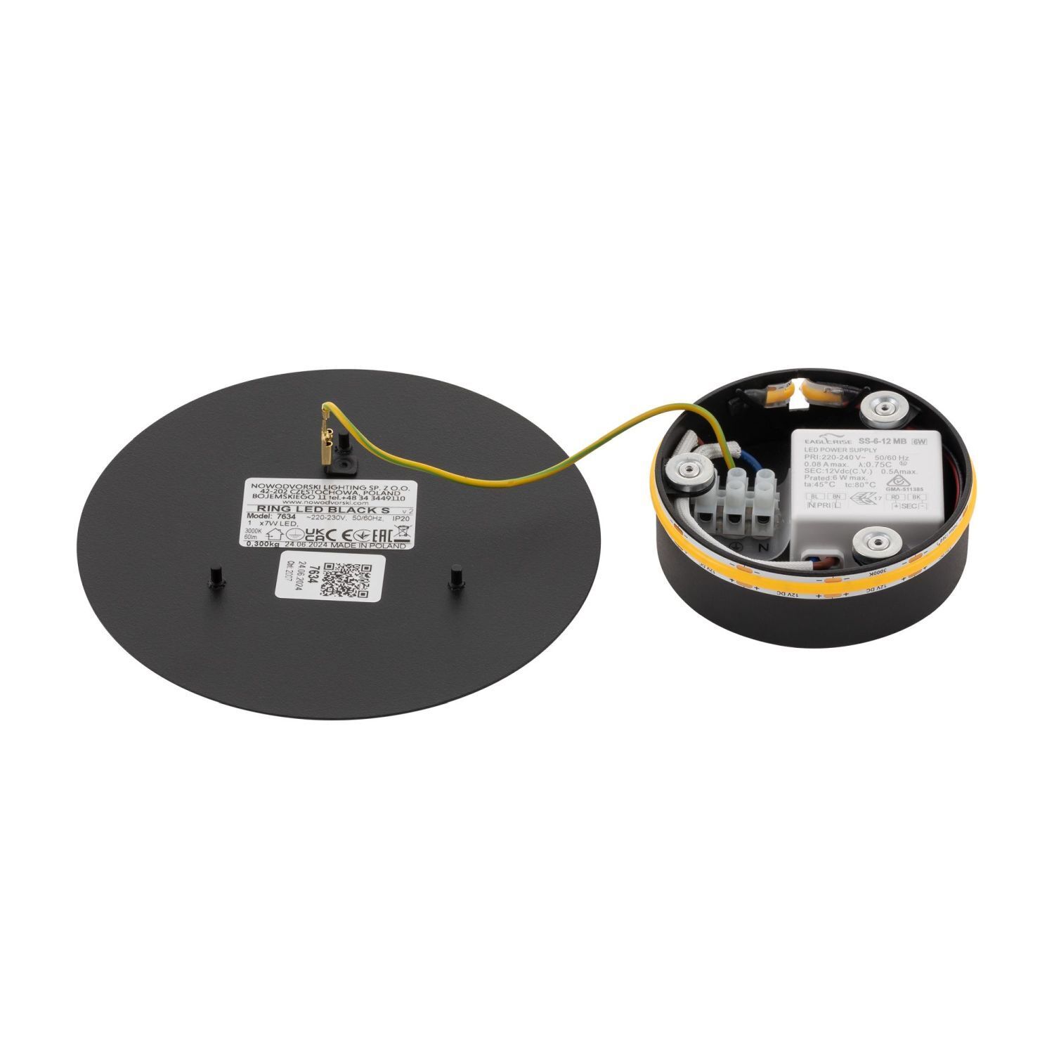 LED Wandlampe rund Ø20cm flach Metall Indirektes Licht Decklicht, LED, eingebaut, rund, drahtlos