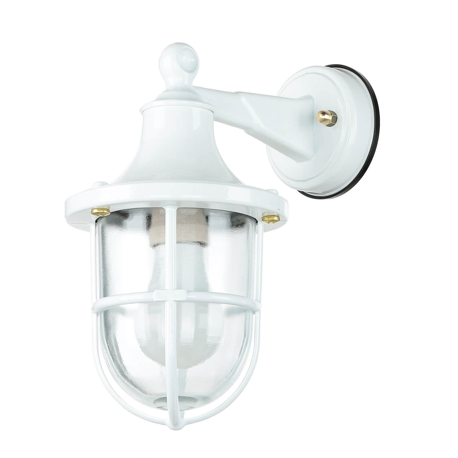 Applique extérieure Blanc IP64 Verre Laiton véritable E27 Applique extérieure Blanc IP64 Verre Laiton véritable E27