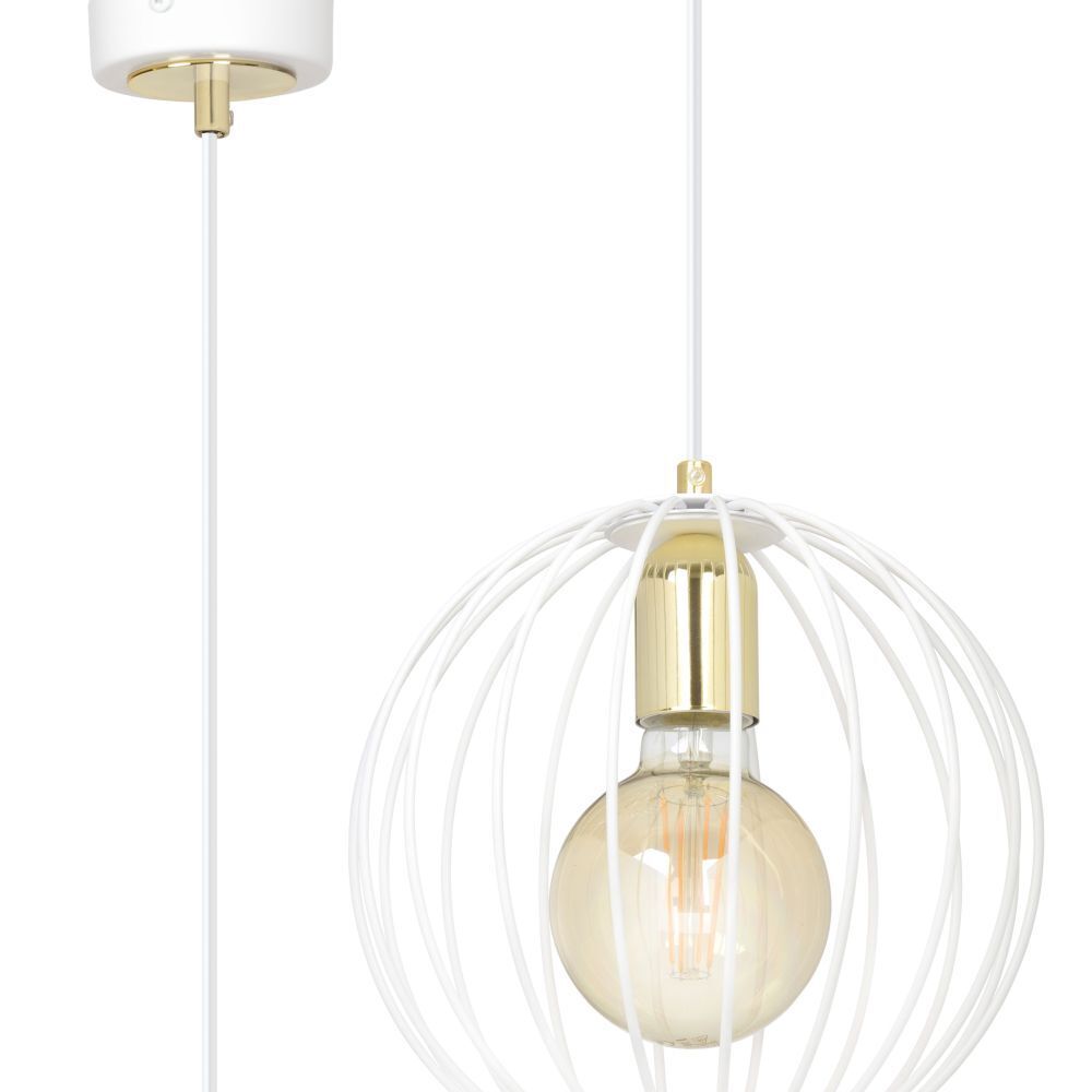 Lampe à suspendre Blanc rond Ø23cm E27 réglable Rétro