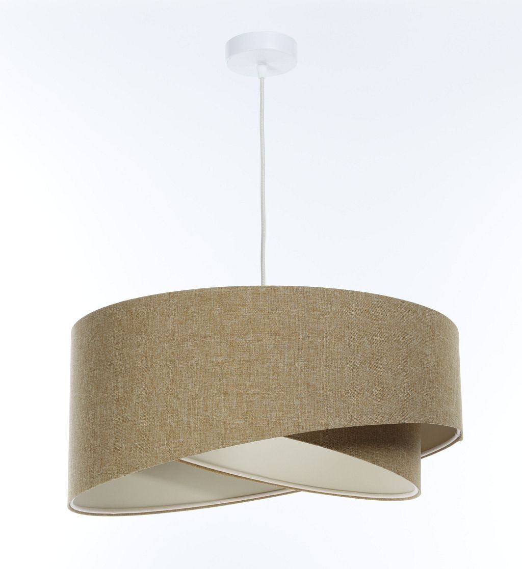 Suspension ronde D : 50 cm E27 Beige Tissu Abat-jour Boho