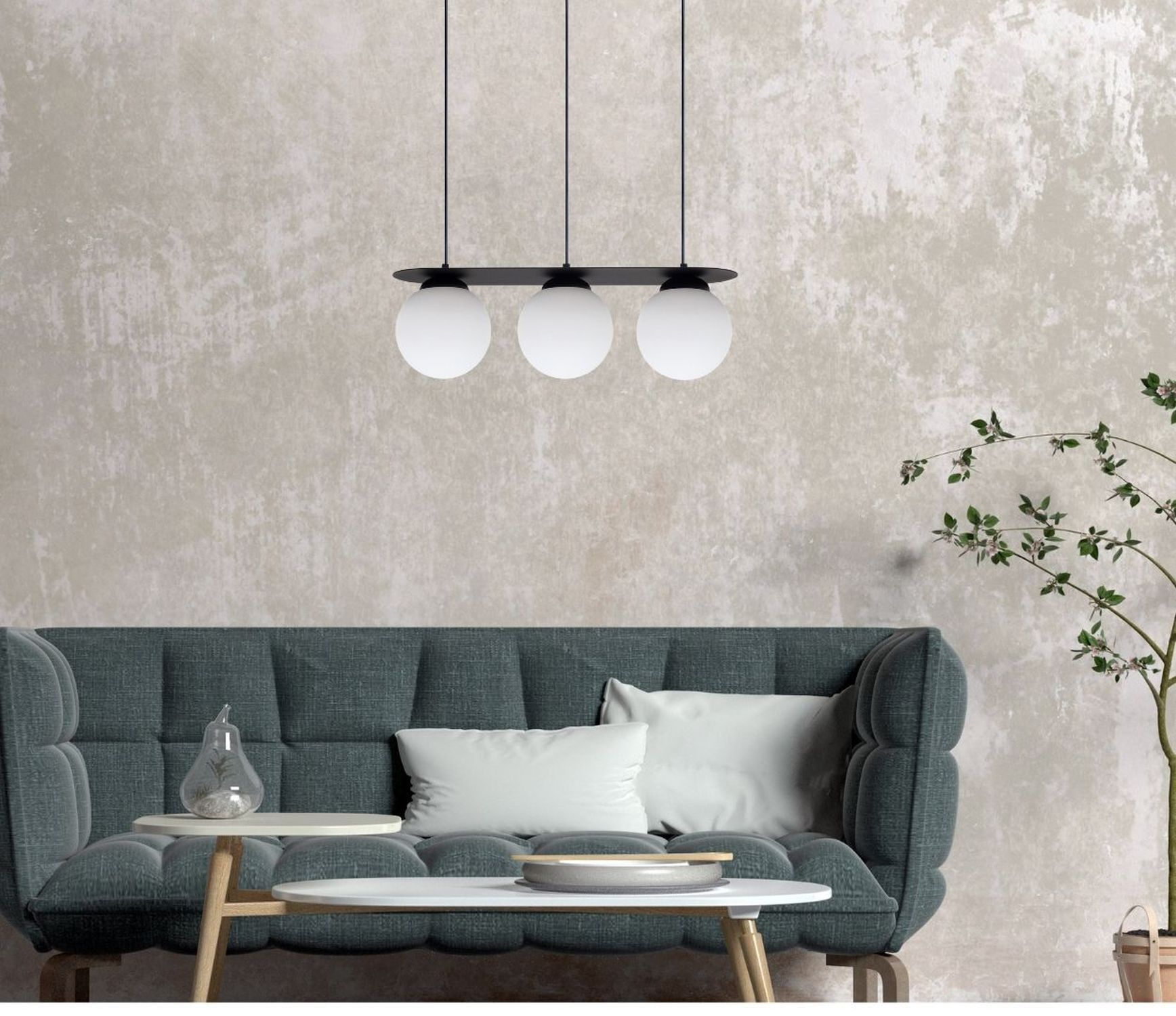Blendarme Lampe à suspendre boules en verre E27 3-flmg noir