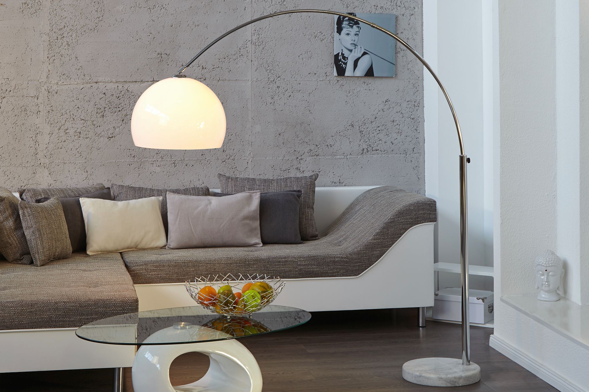 Gebogene Standlampe Retro 175cm Lampe, Stehlampe, Person