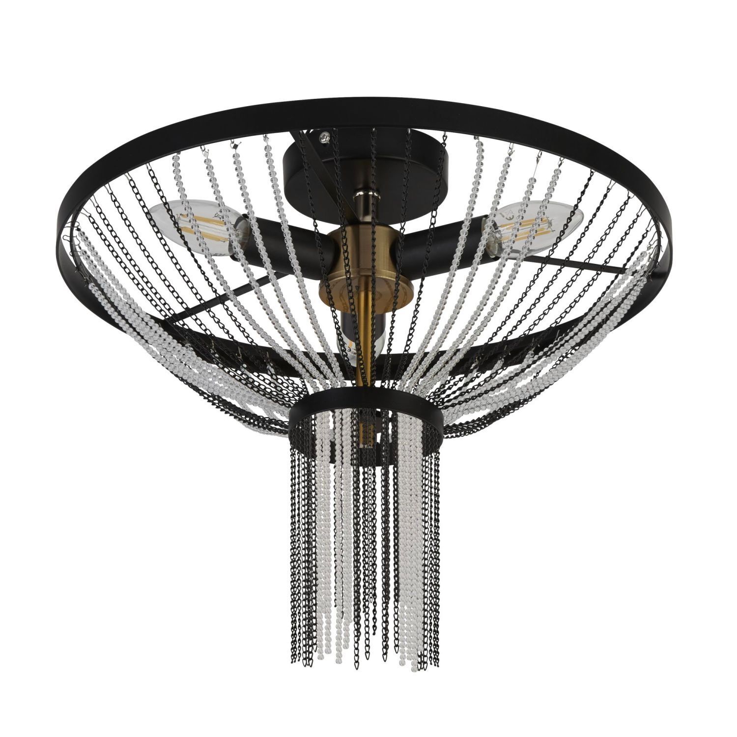 Plafonnier rond Ø 40 cm Noir Métal Acrylique Cristal