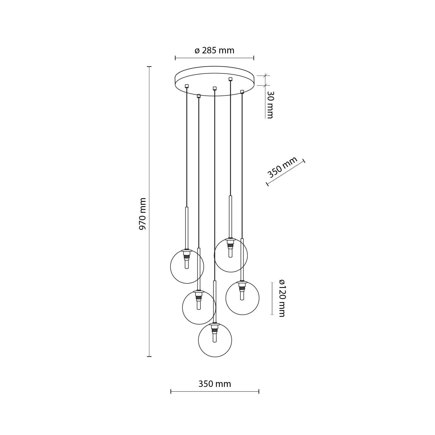Hängeleuchte Glas Metall Ø 35 cm 5-flammig G9 verstellbar Hängeleuchte Glas Metall Ø 35 cm 5-flammig G9 verstellbar