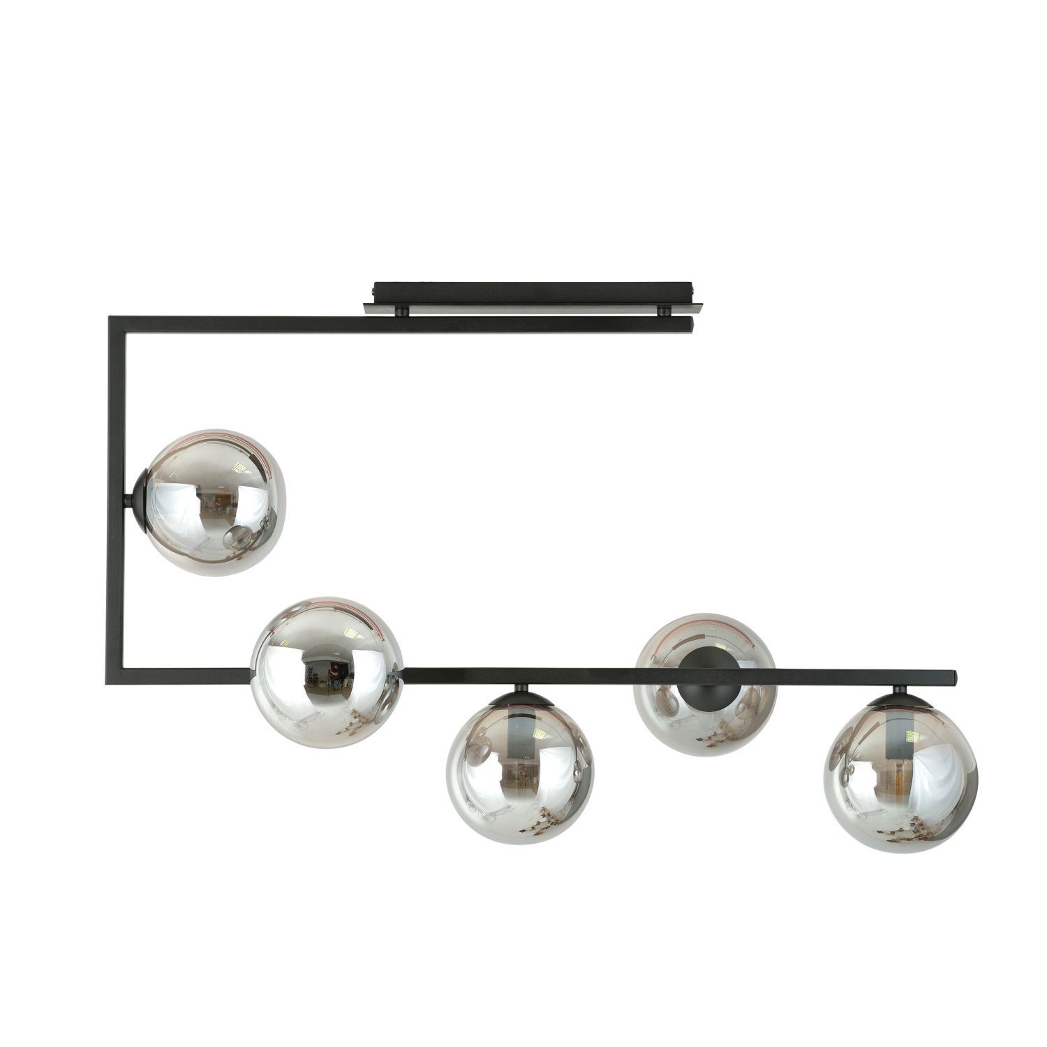Plafonnier verre fumé métal 83 cm de long H : 55 cm grand