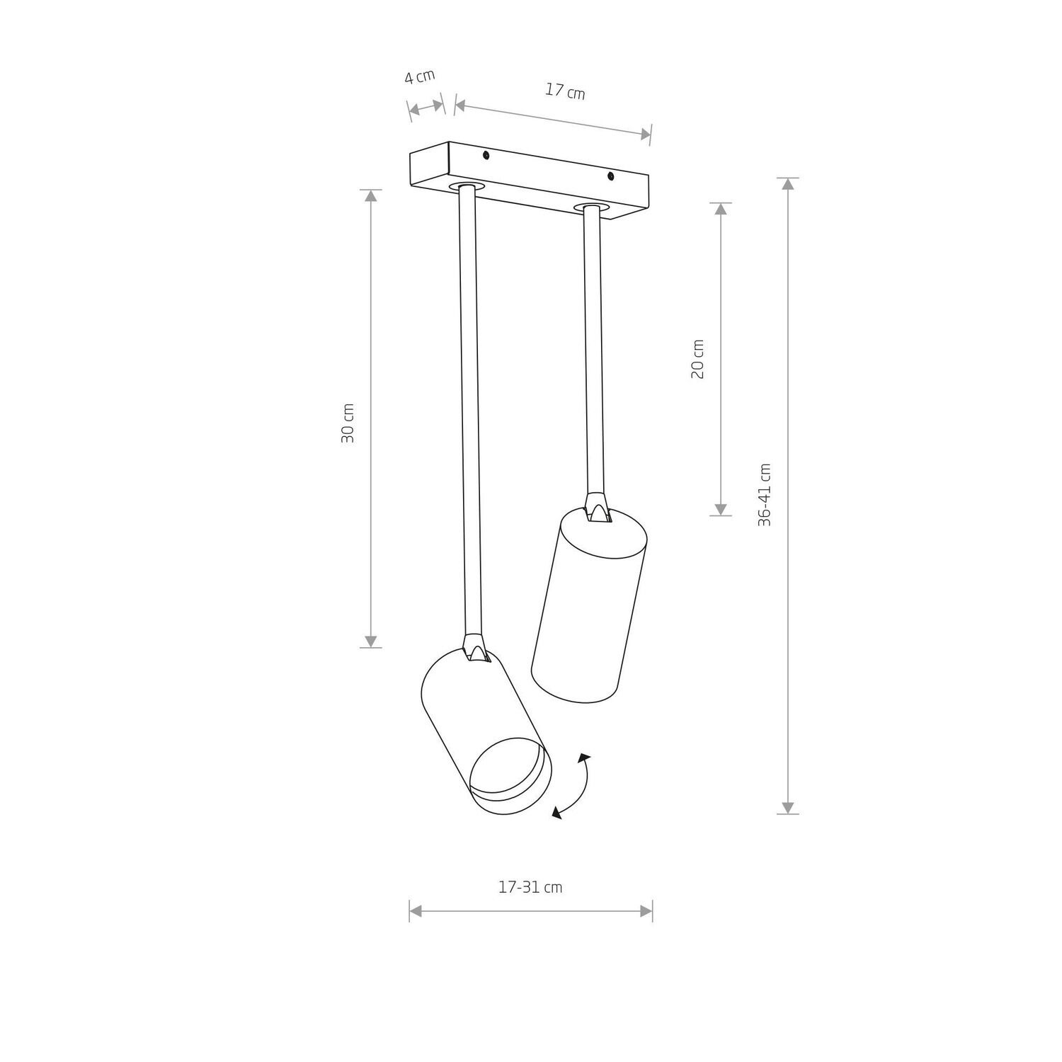 pendant lamp, track light, adjustable, ceiling mount, metal cylindrical