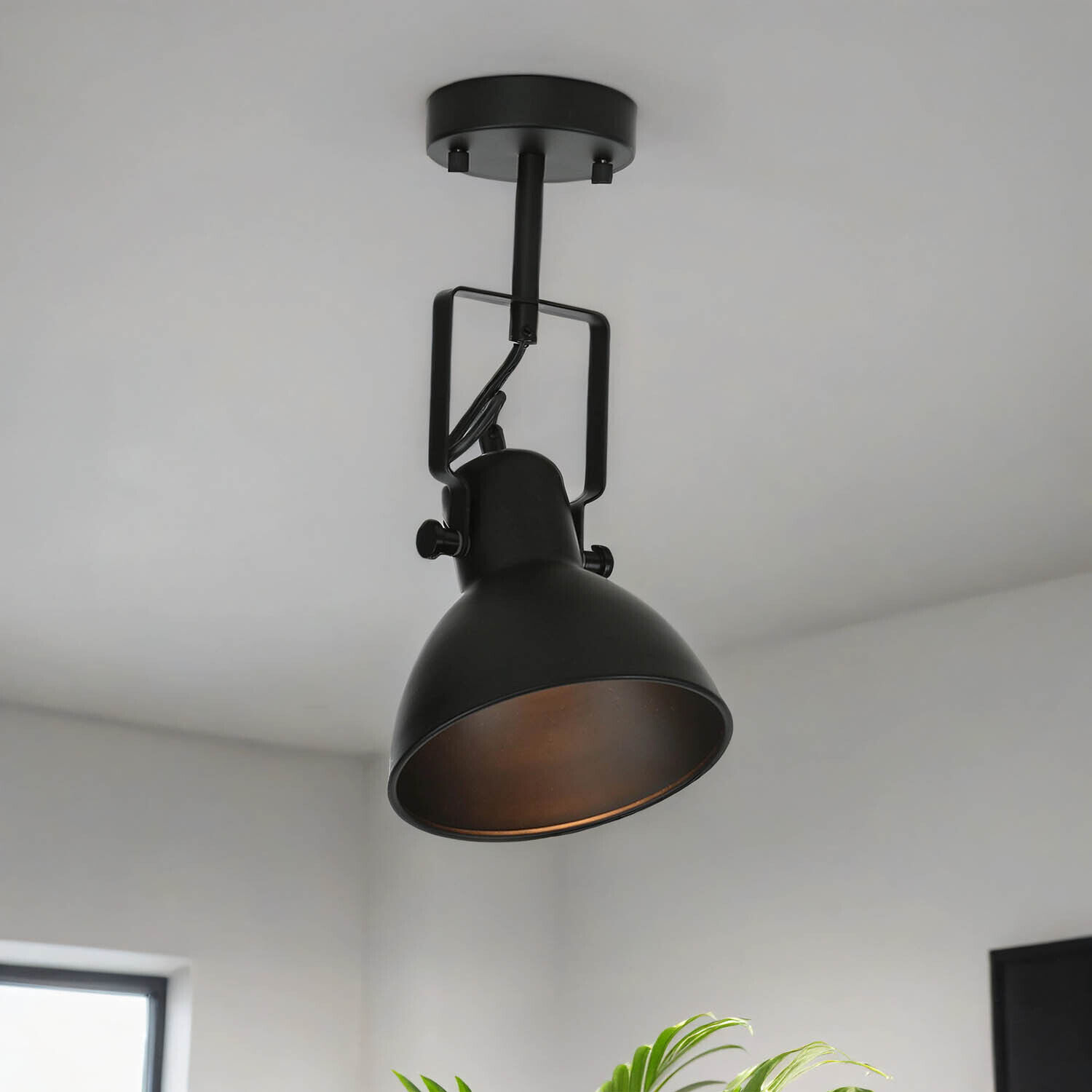 Spot lampe noir métal rond rétro DALLAS Deckenleuchte, Leuchte, Lampe