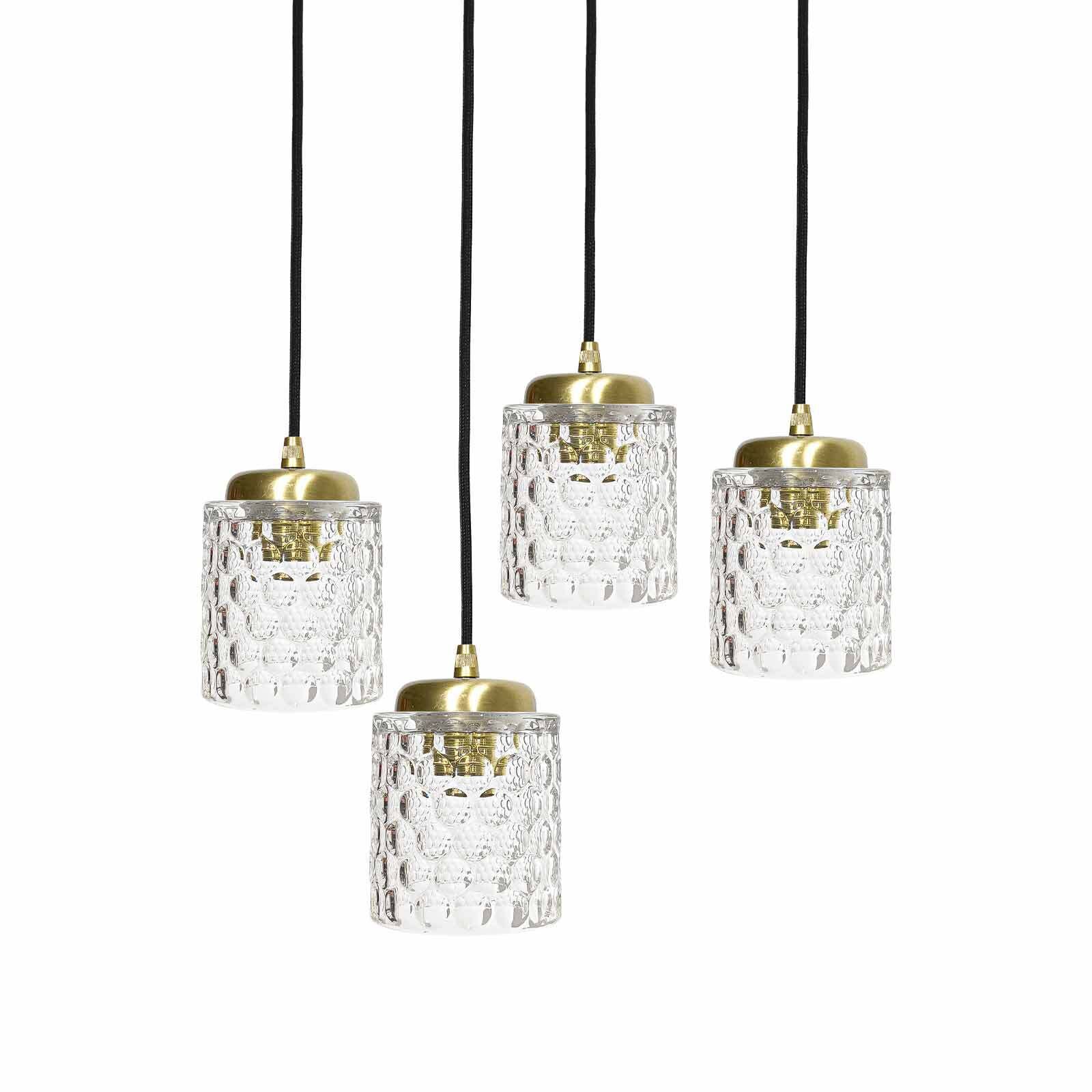 Hängelampe Messing Eisen Glas Ø 49 cm rund 4x E27 Esszimmer Leuchter, Lampe