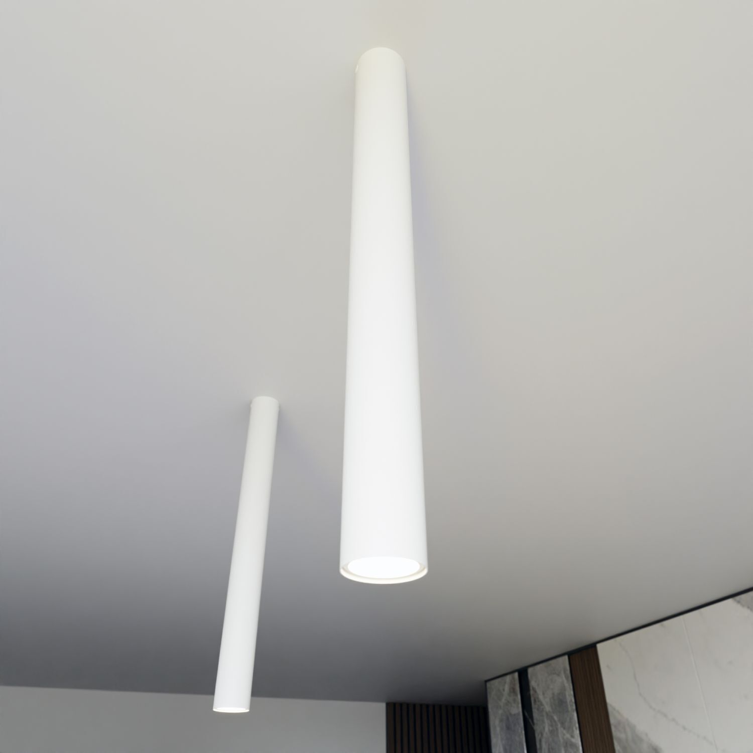 Spot apparent étroit Ø 6 cm H : 60 cm Métal blanc GU10