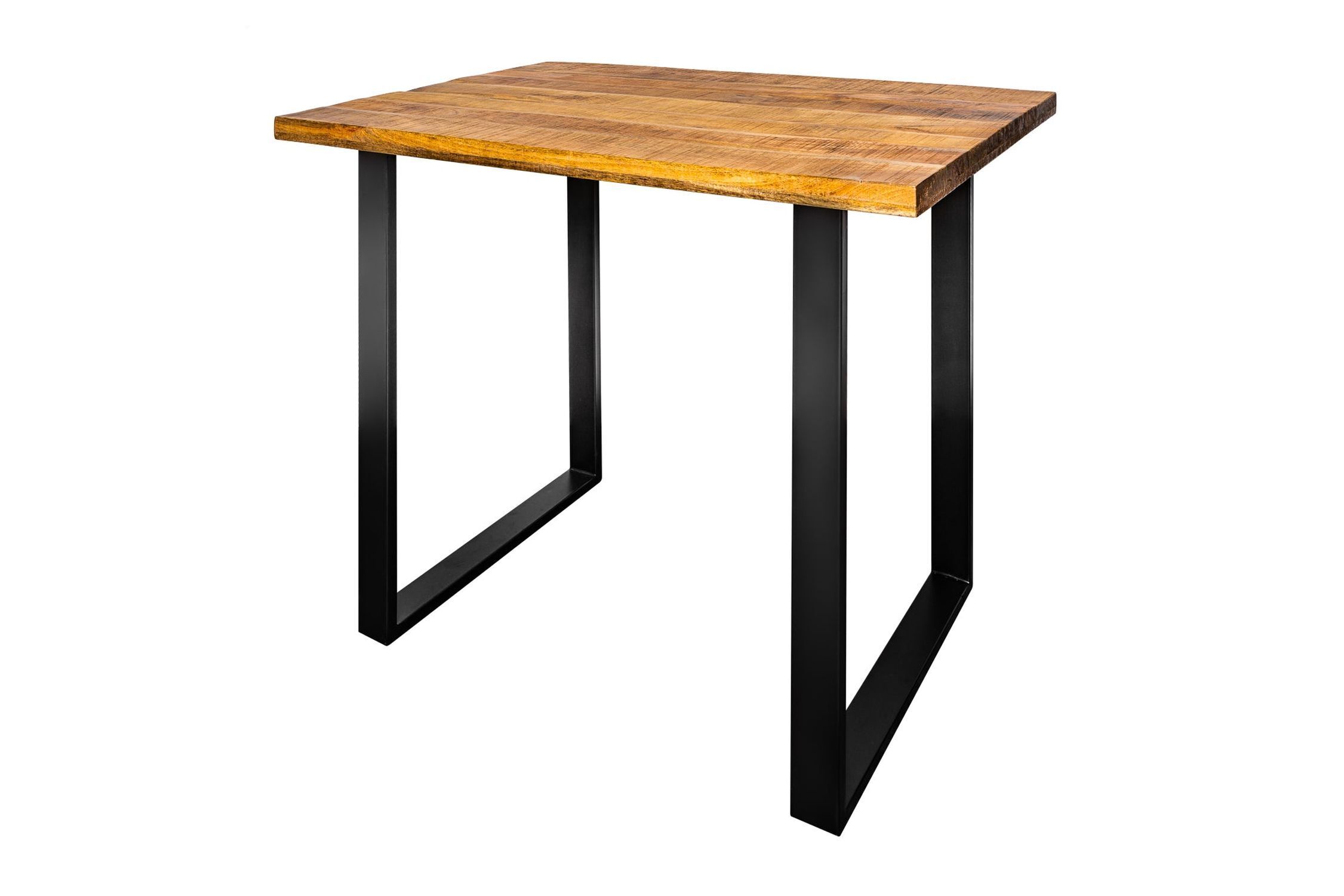 Table de bar bois mangue métal 120 x 80 cm piètement traîneau
