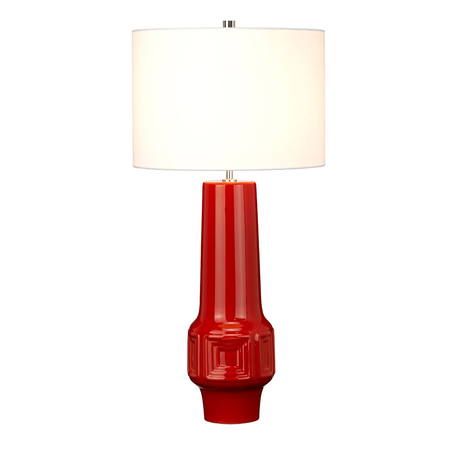 Tischlampe LENIO Keramik Rot Creme H:76cm Retro Lampe, Tischlampe